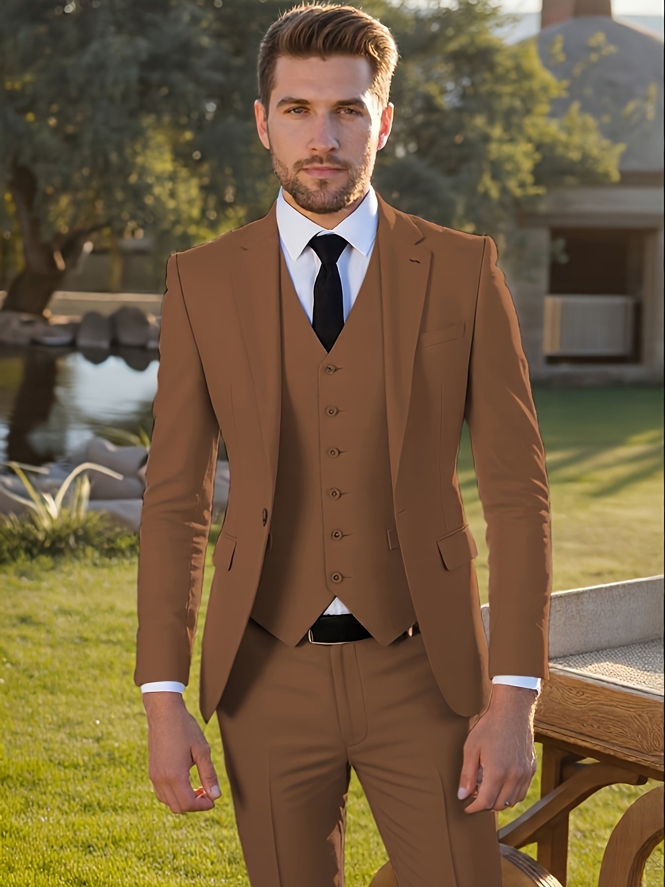 Men’s Slim-Fit 3-Piece Formal Suit