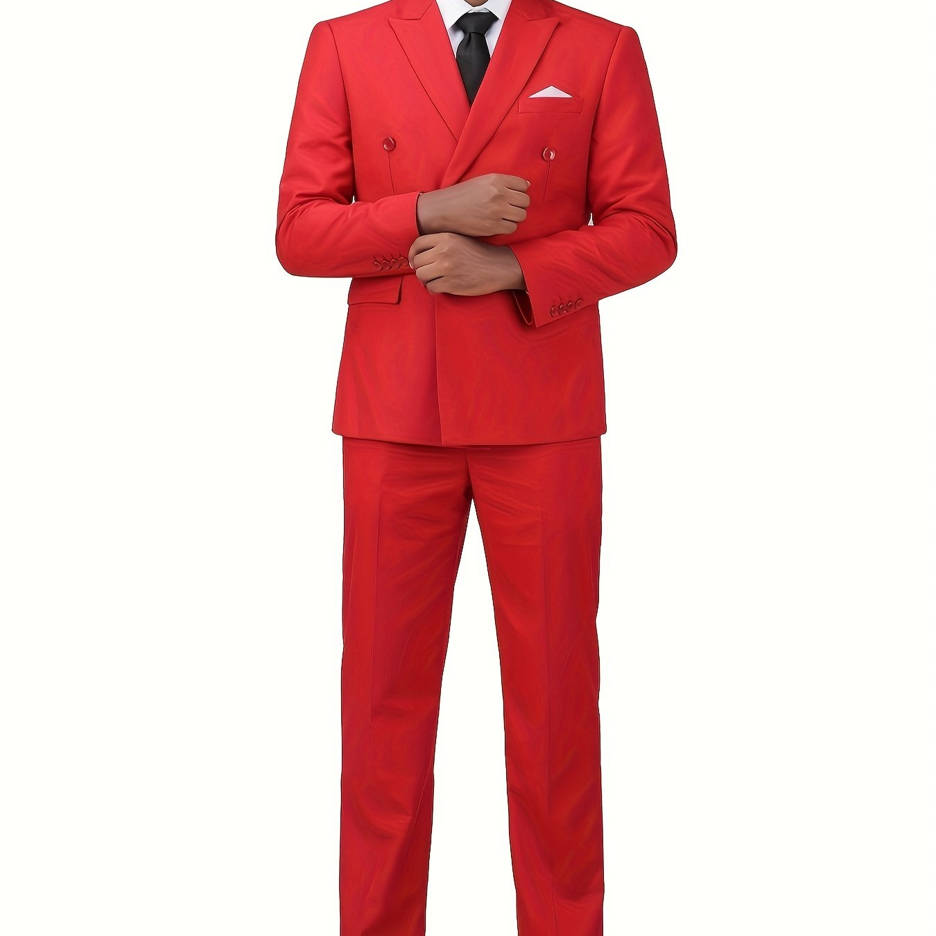 2-Piece Formal Suit Set - Double Breasted Jacket & Matching Dress Pants for Business, Wedding, Party - Classic, Elegant, and Timeless