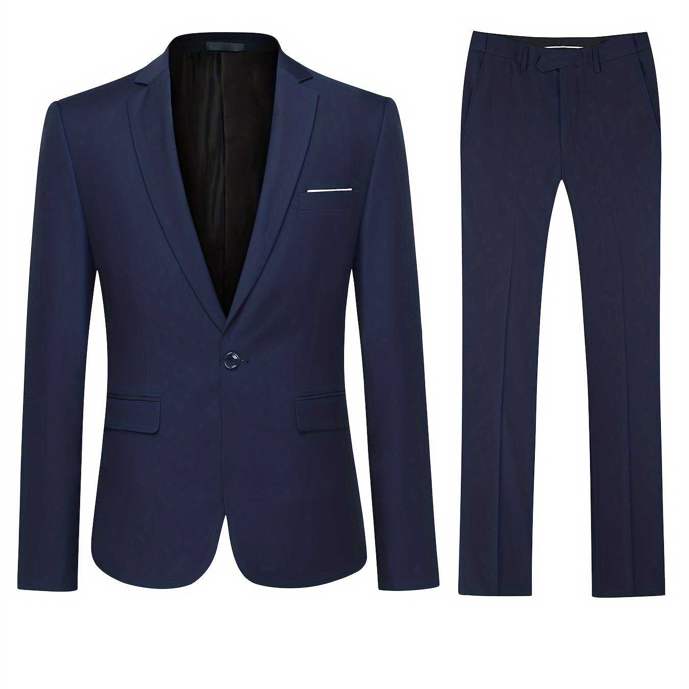 Formal 2 Pieces Set, Men's One Button Suit Jacket & Dress Pants Suit Set For Business Dinner Wedding Party