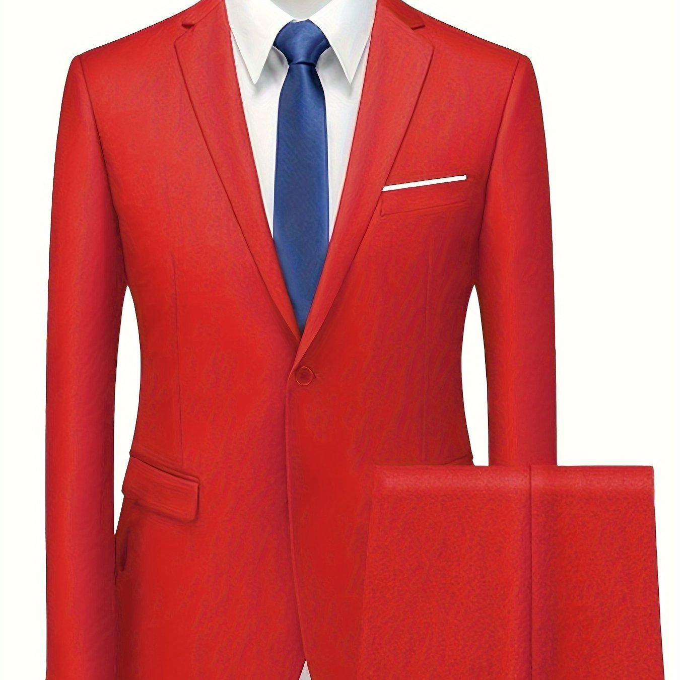 2 Pieces Men's Formal Suit Set - One Button Jacket & Dress Pants for Business, Dinner, Wedding, Party Occasions