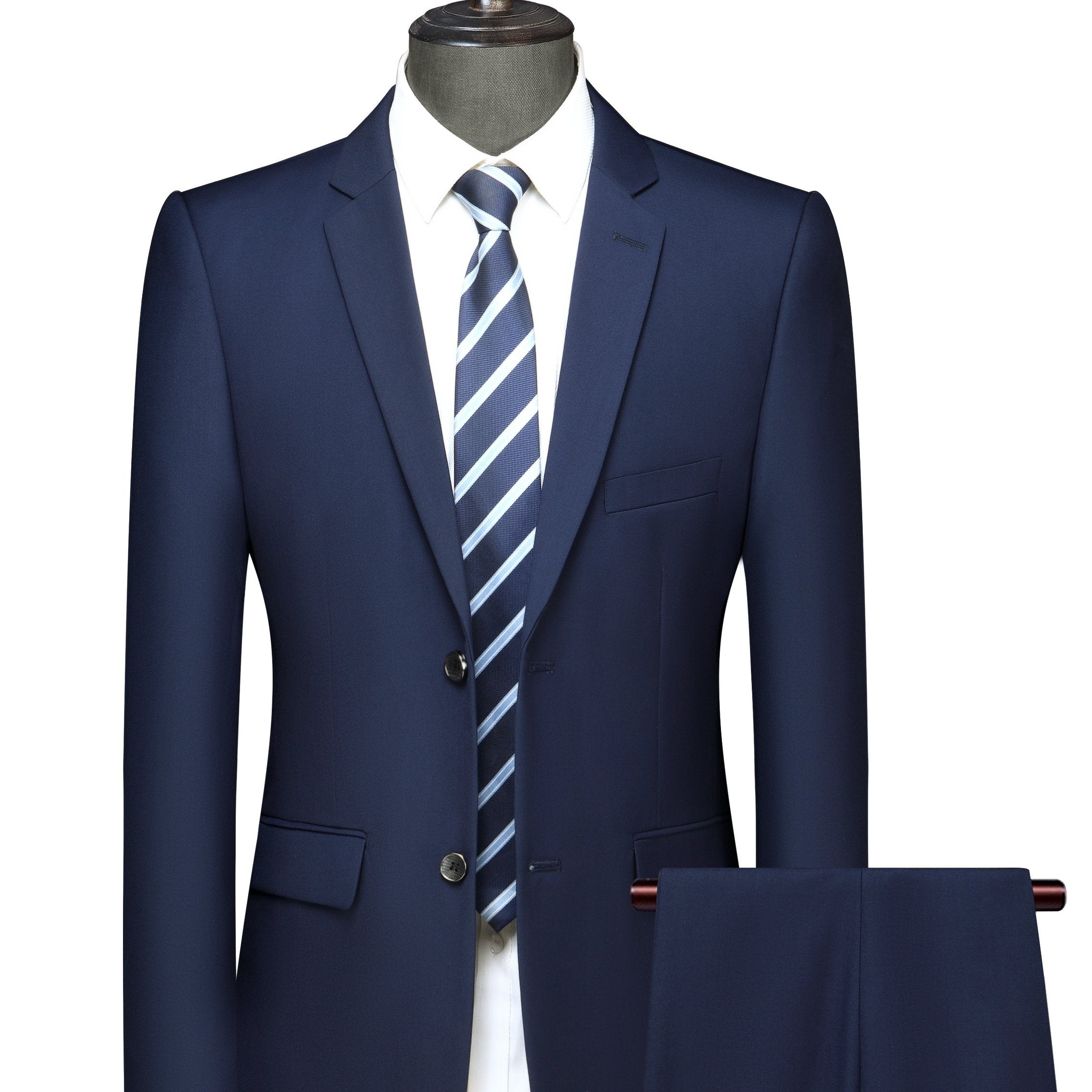 2-Piece Formal Suit Set - Classic Two-Button Jacket & Matching Dress Pants for Business, Wedding, Party - High-Quality Fabric, Adjustable Waist, Comfortable Fit, Versatile Style