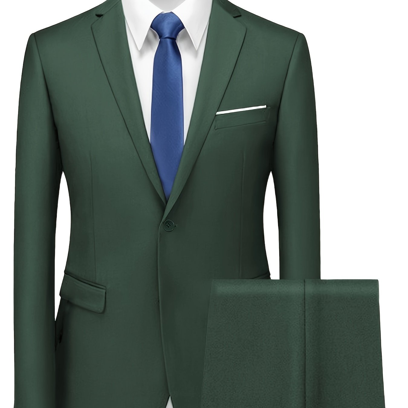 2 Pieces Men's Formal Suit Set - One Button Jacket & Dress Pants for Business, Dinner, Wedding, Party Occasions