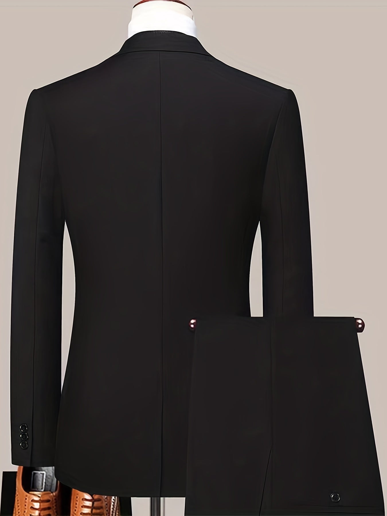 Formal 2 Pieces Set, Men's Three Button Suit Jacket & Dress Pants Suit Set For Business Dinner Wedding Party