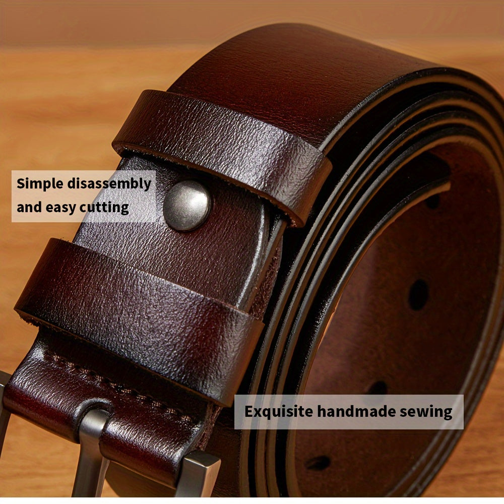 Men'S Genuine Leather Belt - Classic Retro Buckle Design, Brown, Perfect for Jeans, Pants, and Business Gifts for Dad or Husband, Business Casual Accessory | Classic Belt Design | Durable Leather Belt, Leather Belt, Belt For