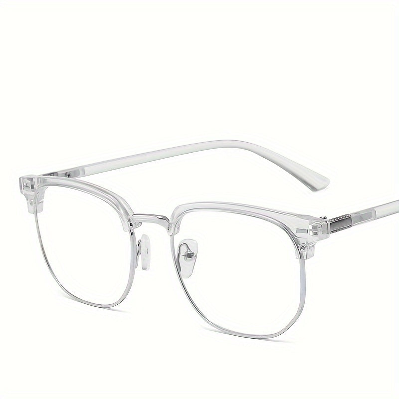[Half-golden Frame Eyeglasses For Men] Vintage Half-golden Frame Eyeglasses For Fashionable Men, Suitable For Both Mobile Phones And Computers. Classic And Simple Design For Eye Protection And Decoration, Suitable For Both Me