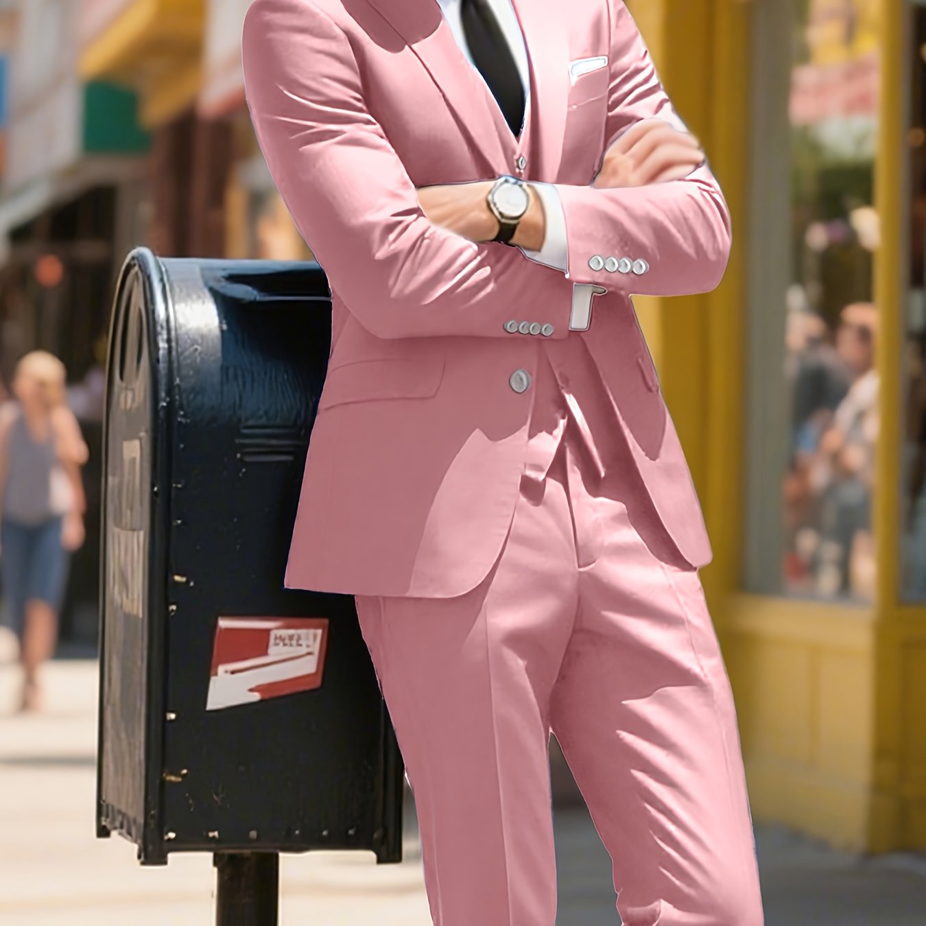 Lynerun Men'S Suits 3pcs Solid Jacket Vest And Pants Slim Fit Suit Set Two Buttons Business Men Suits Suitable For Wedding Dress Tux Suit Set Ceremony XS-3XL