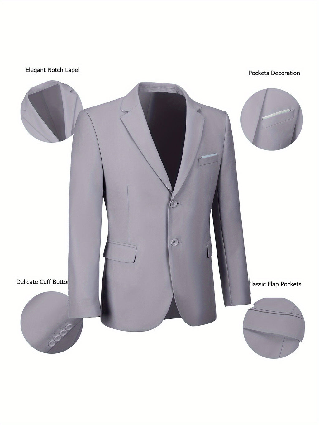 Lycody Men'S Suits 3pcs Light Gray Blazer Jacket Vest Pant Slim Fit Suit Set Two Buttons Business Men Suits Suitable For Wedding Dress Tux Suit Set Ceremony XS-3XL