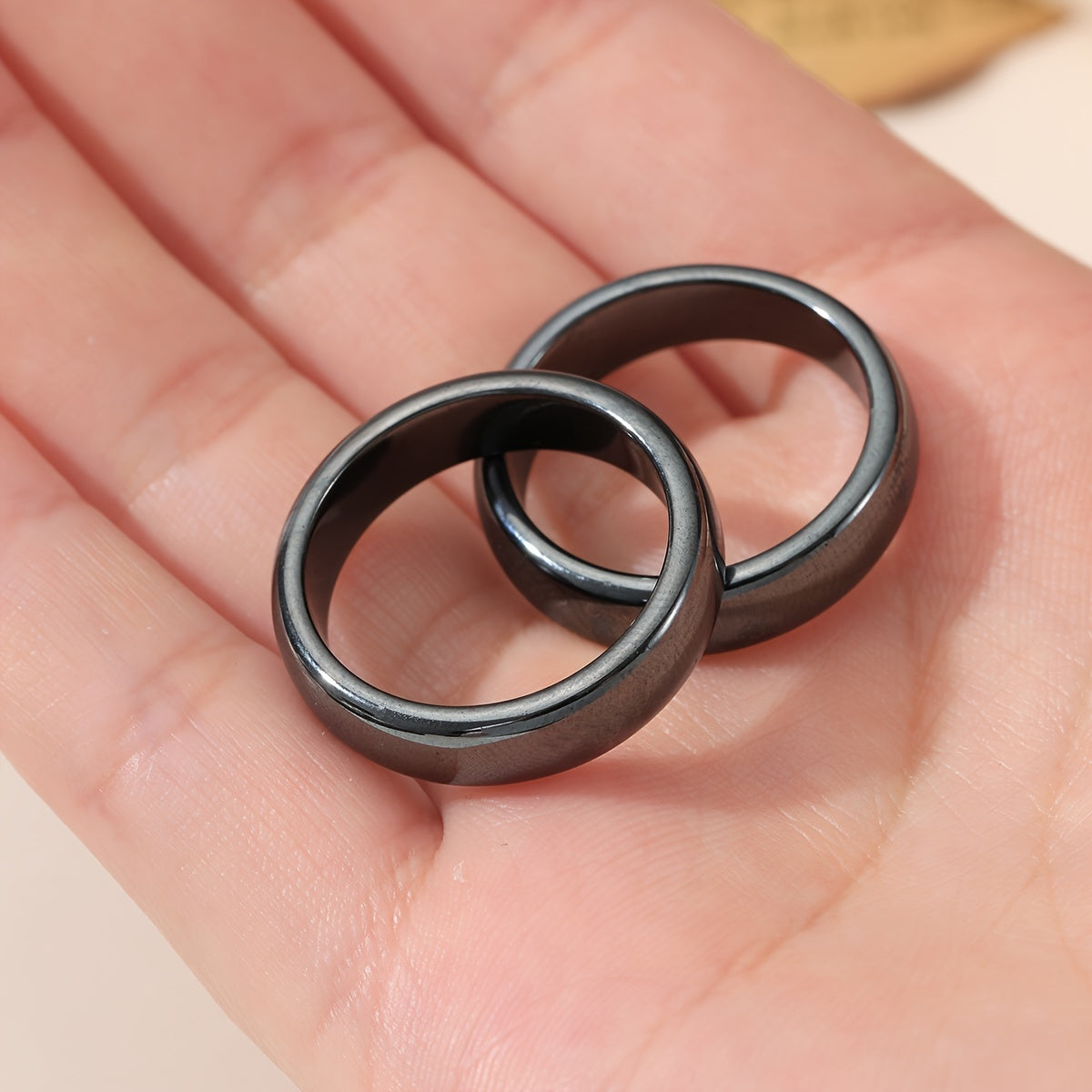 2pcs Men's Hematite Rings Set of 2, Black Hematite Band for Daily Wear, Anniversary Gift, Banquet Party, Birthday