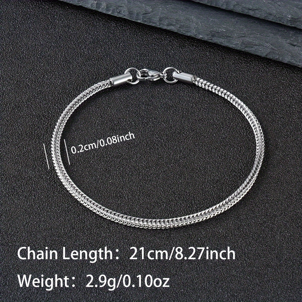 Stainless Steel Fox Tail Thin Bracelet - Durable, Ultra-Slim, and Elegant Design for Men - Perfect for Daily Commute and Casual Occasions
