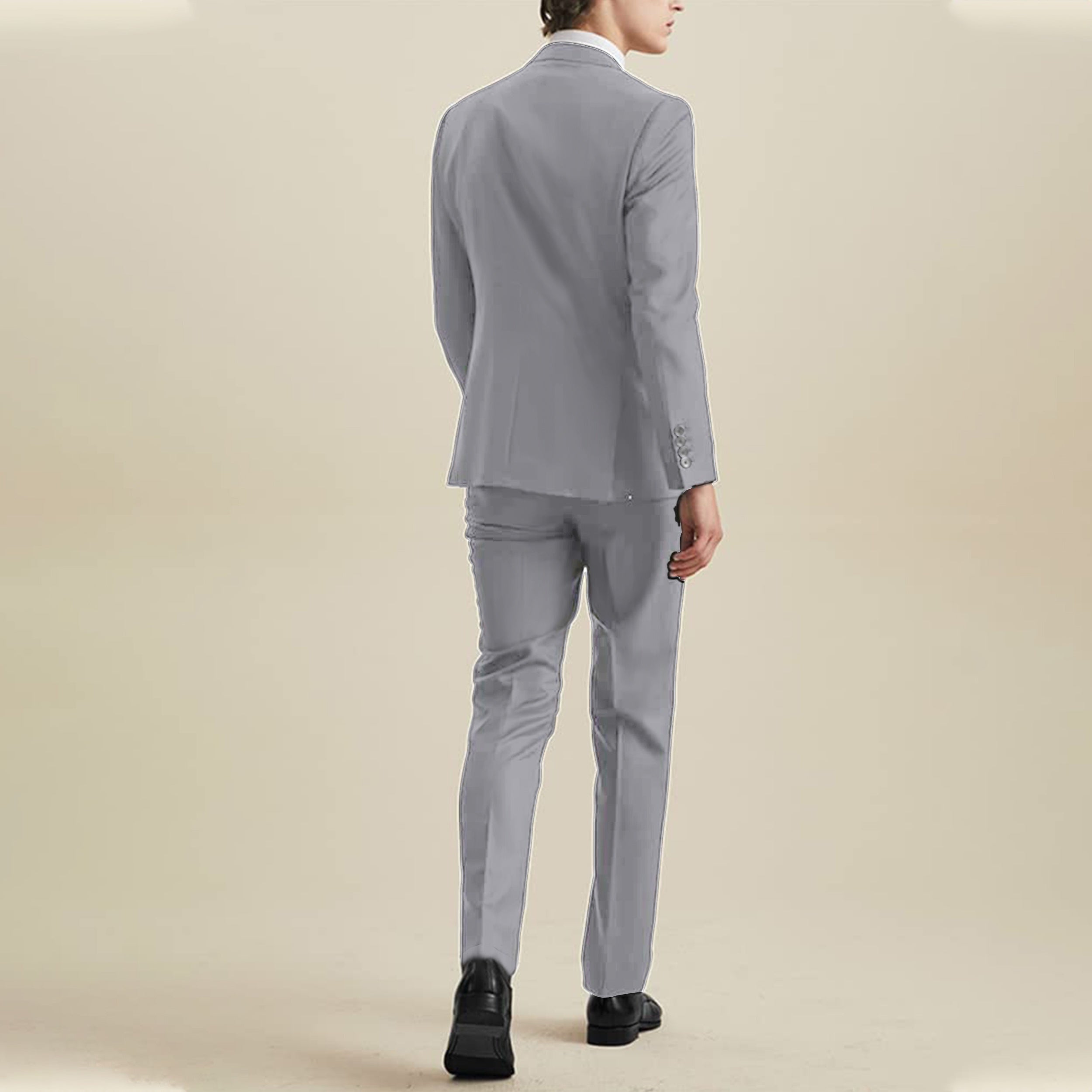 Lycody Men'S Suits 3pcs Light Gray Blazer Jacket Vest Pant Slim Fit Suit Set Two Buttons Business Men Suits Suitable For Wedding Dress Tux Suit Set Ceremony XS-3XL