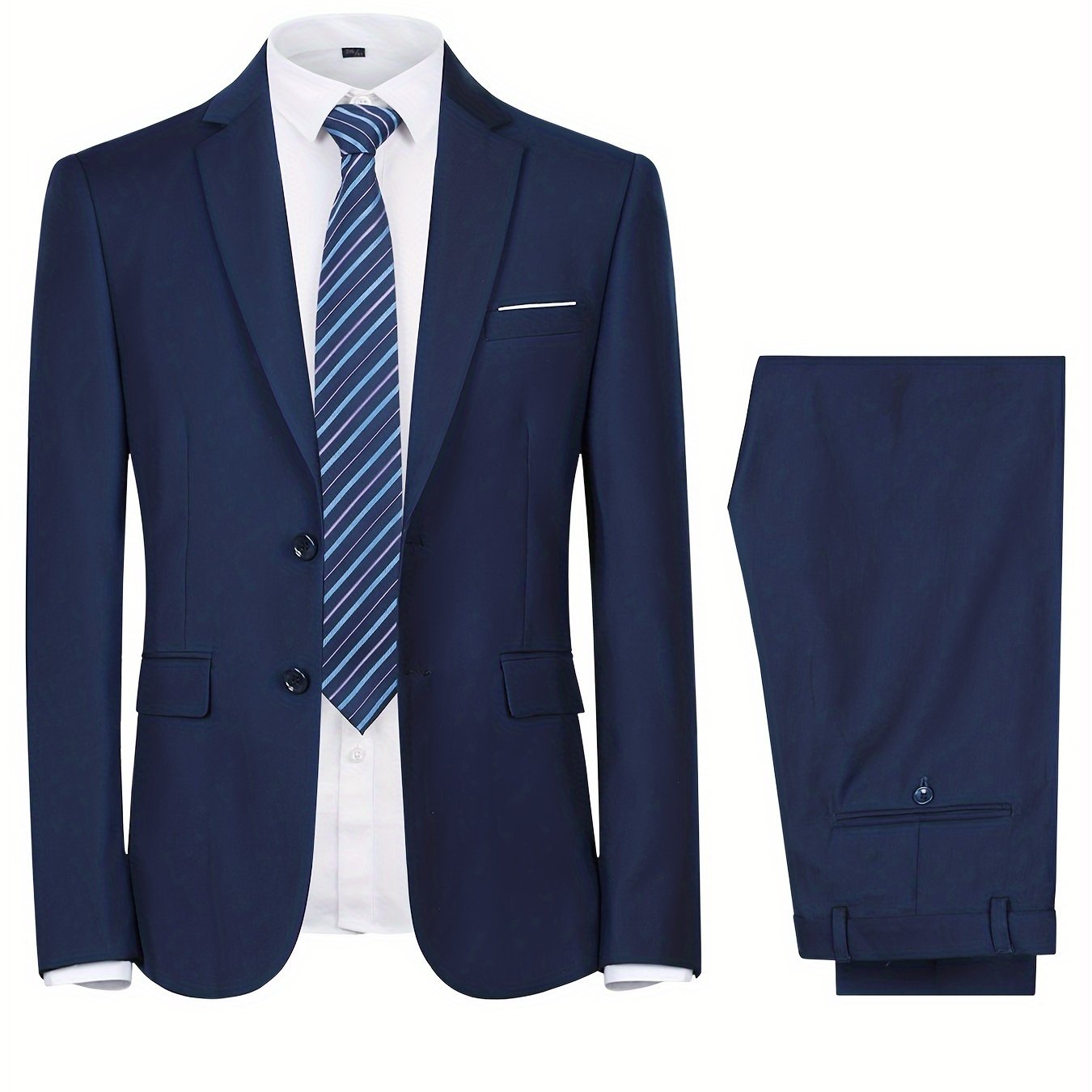 2-Piece Men's Elegance Suit Set - Classic Two-Button Jacket & Tailored Dress Pants for Professional Business, Formal Dinners, and Weddings.