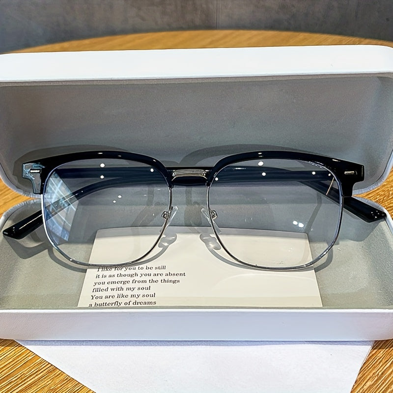 [Half-golden Frame Eyeglasses For Men] Vintage Half-golden Frame Eyeglasses For Fashionable Men, Suitable For Both Mobile Phones And Computers. Classic And Simple Design For Eye Protection And Decoration, Suitable For Both Me