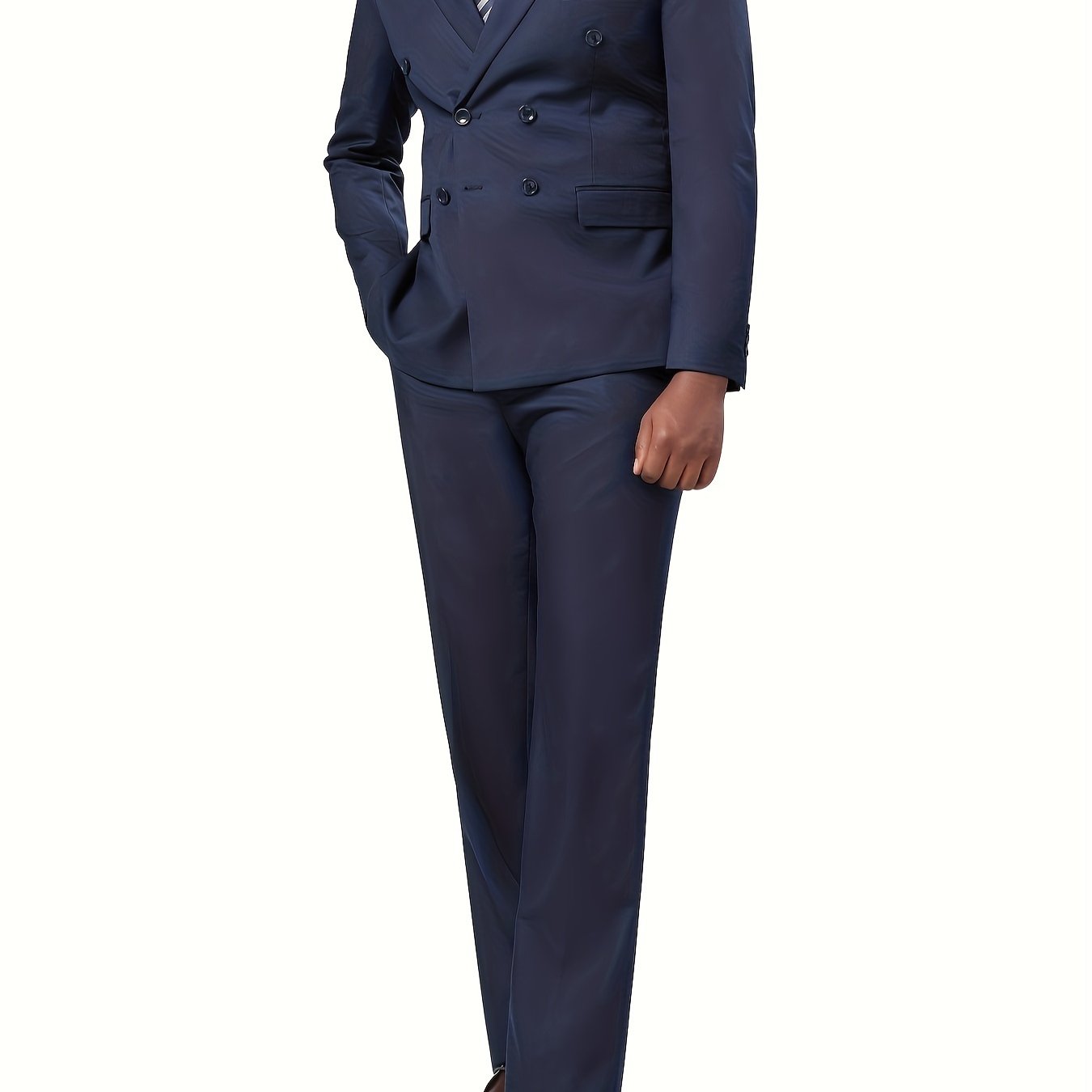 2-Piece Formal Suit Set - Double Breasted Jacket & Matching Dress Pants for Business, Wedding, Party - Classic, Elegant, and Timeless