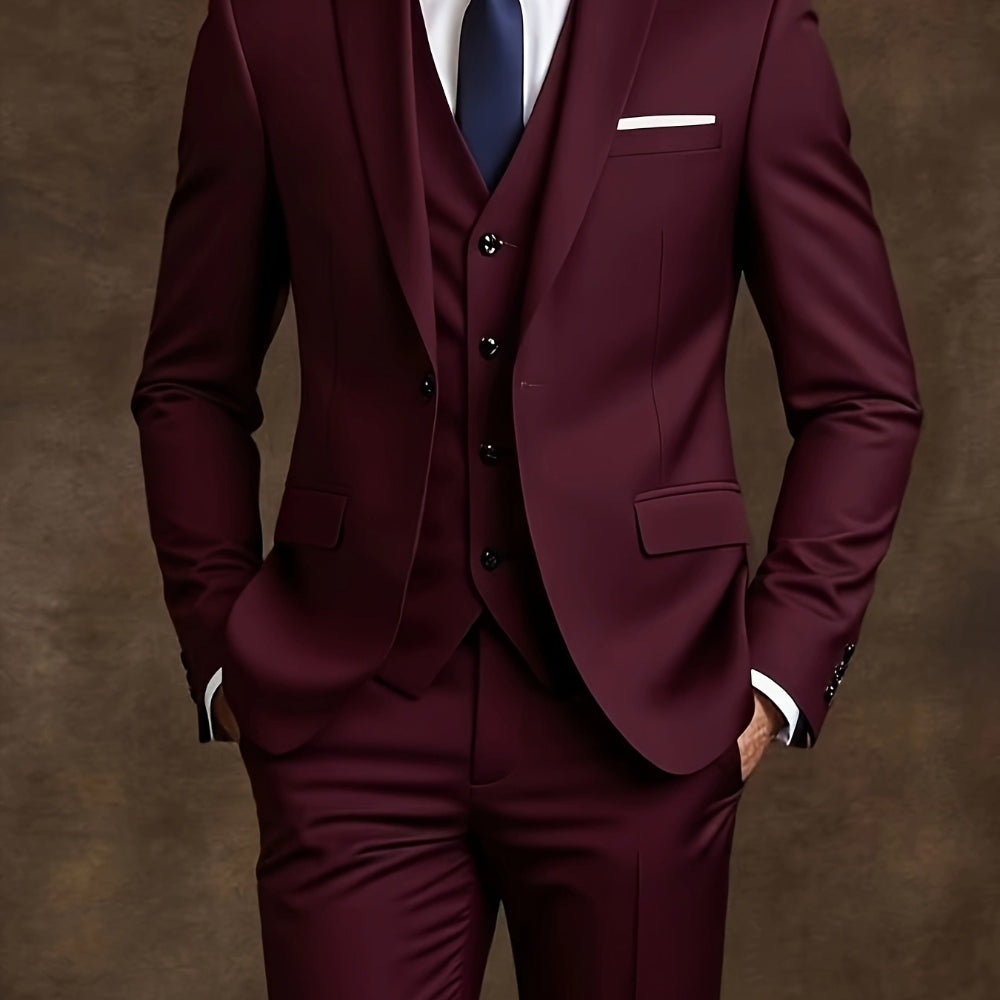 Modern Men’s 3-Piece Slim-Fit Dress Suit