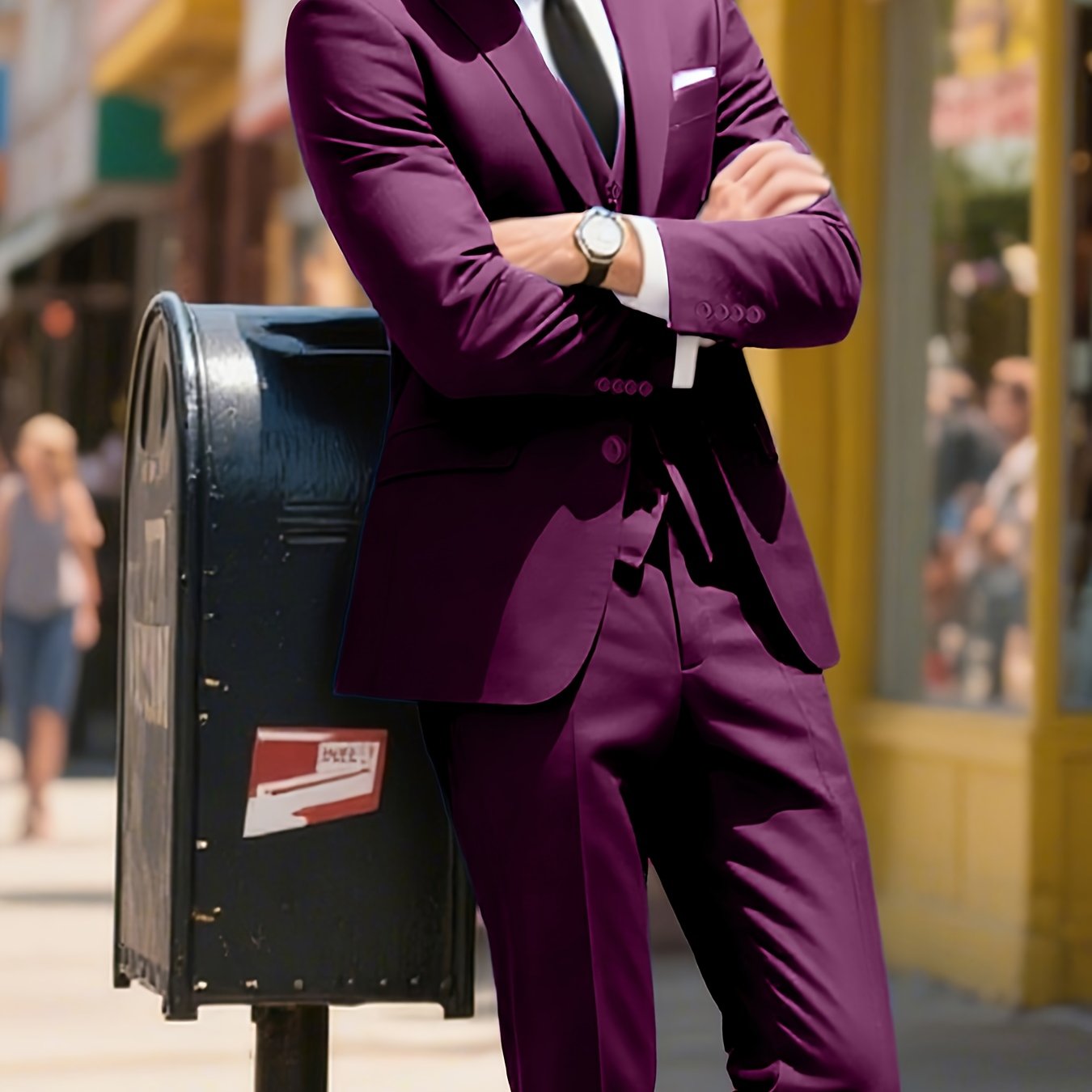 Lynerun Men'S Suits 3pcs Solid Jacket Vest And Pants Slim Fit Suit Set Two Buttons Business Men Suits Suitable For Wedding Dress Tux Suit Set Ceremony XS-3XL