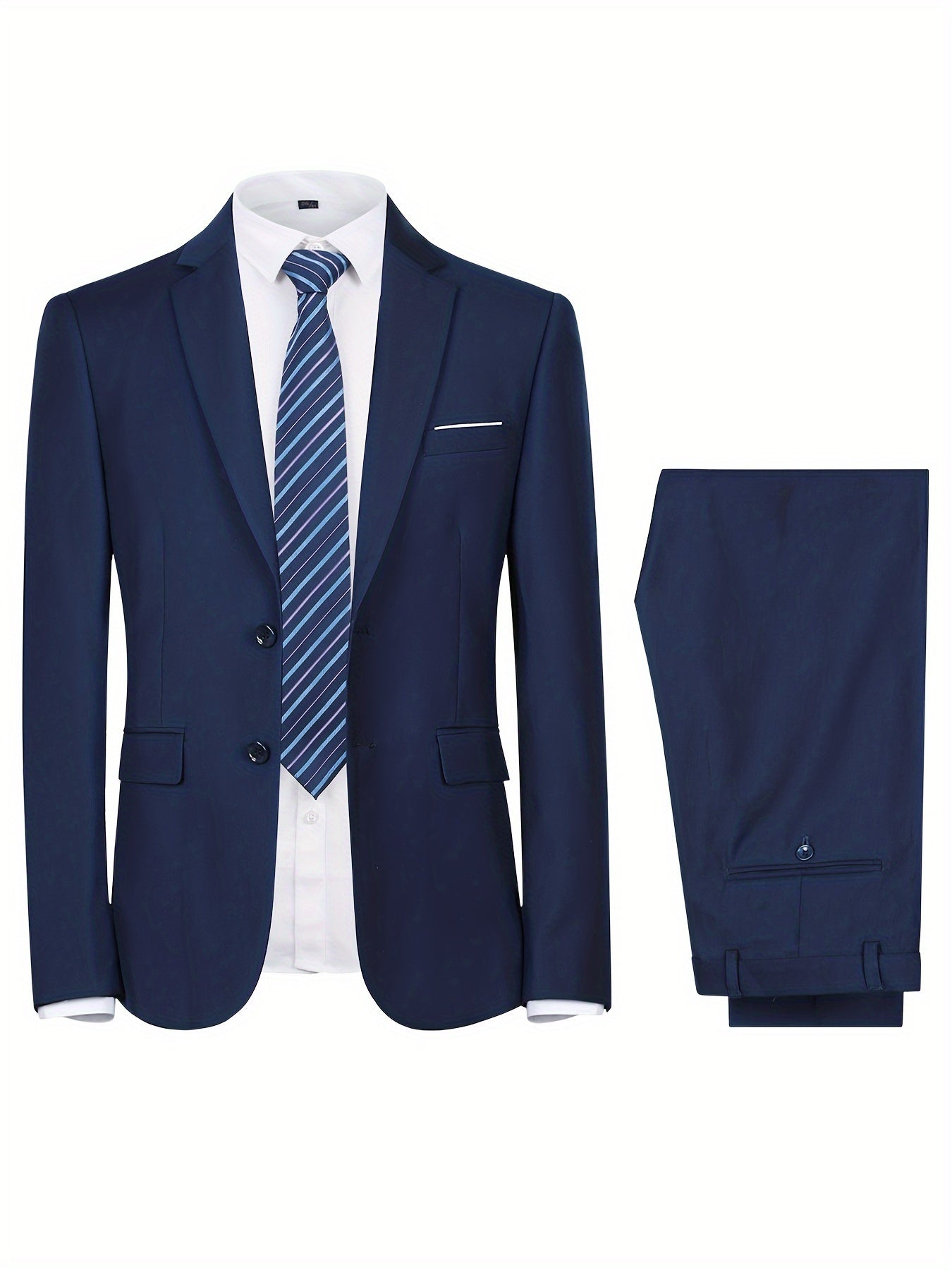 2-Piece Men's Elegance Suit Set - Classic Two-Button Jacket & Tailored Dress Pants for Professional Business, Formal Dinners, and Weddings.