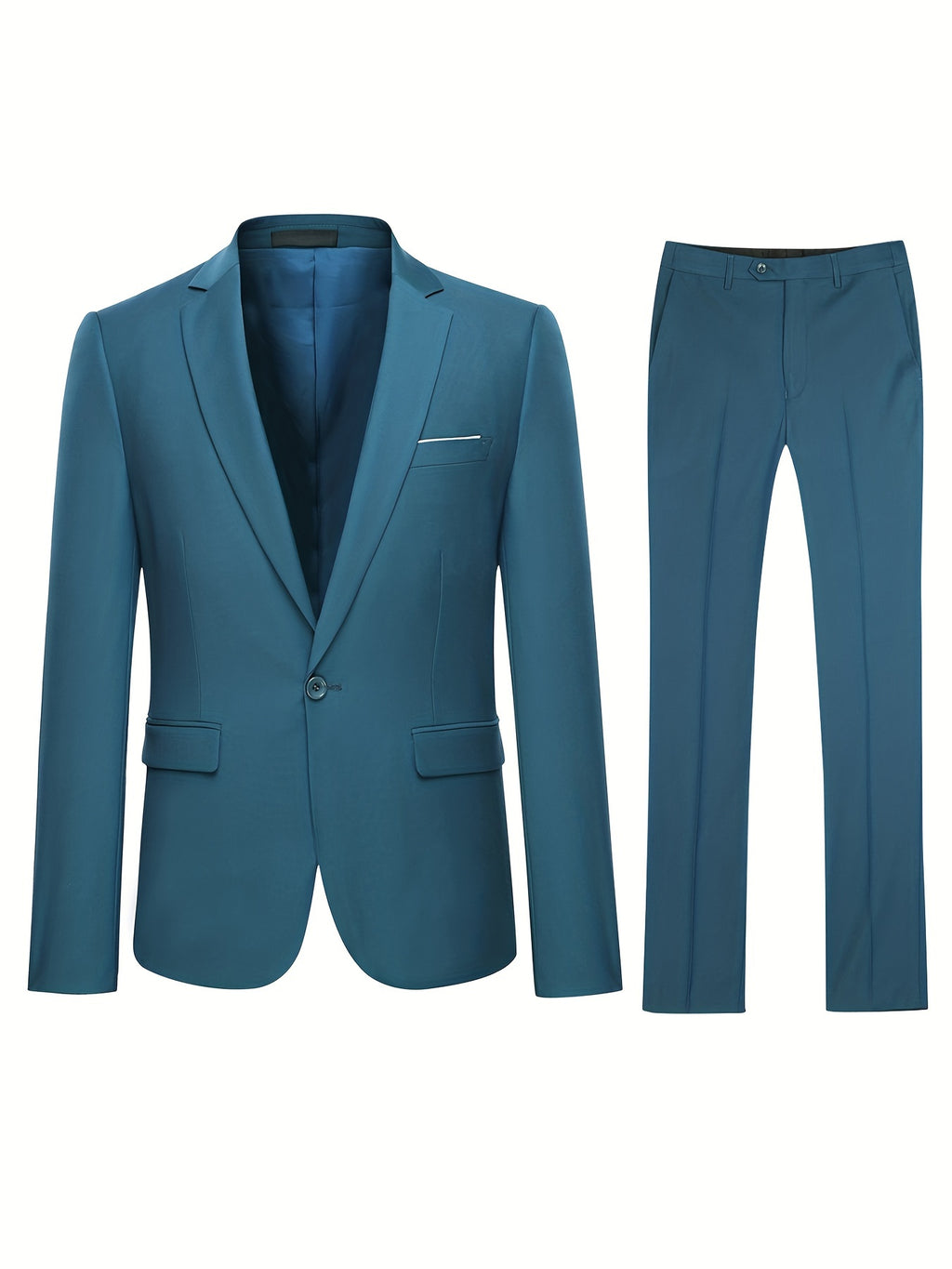 2-Piece Classic Retro Suit Set - One Button Single Breasted Jacket & Matching Dress Pants for Business, Wedding, Party, Formal Events - High-Quality Fabric, Adjustable Waistband, Classic Fit, Stylish Design