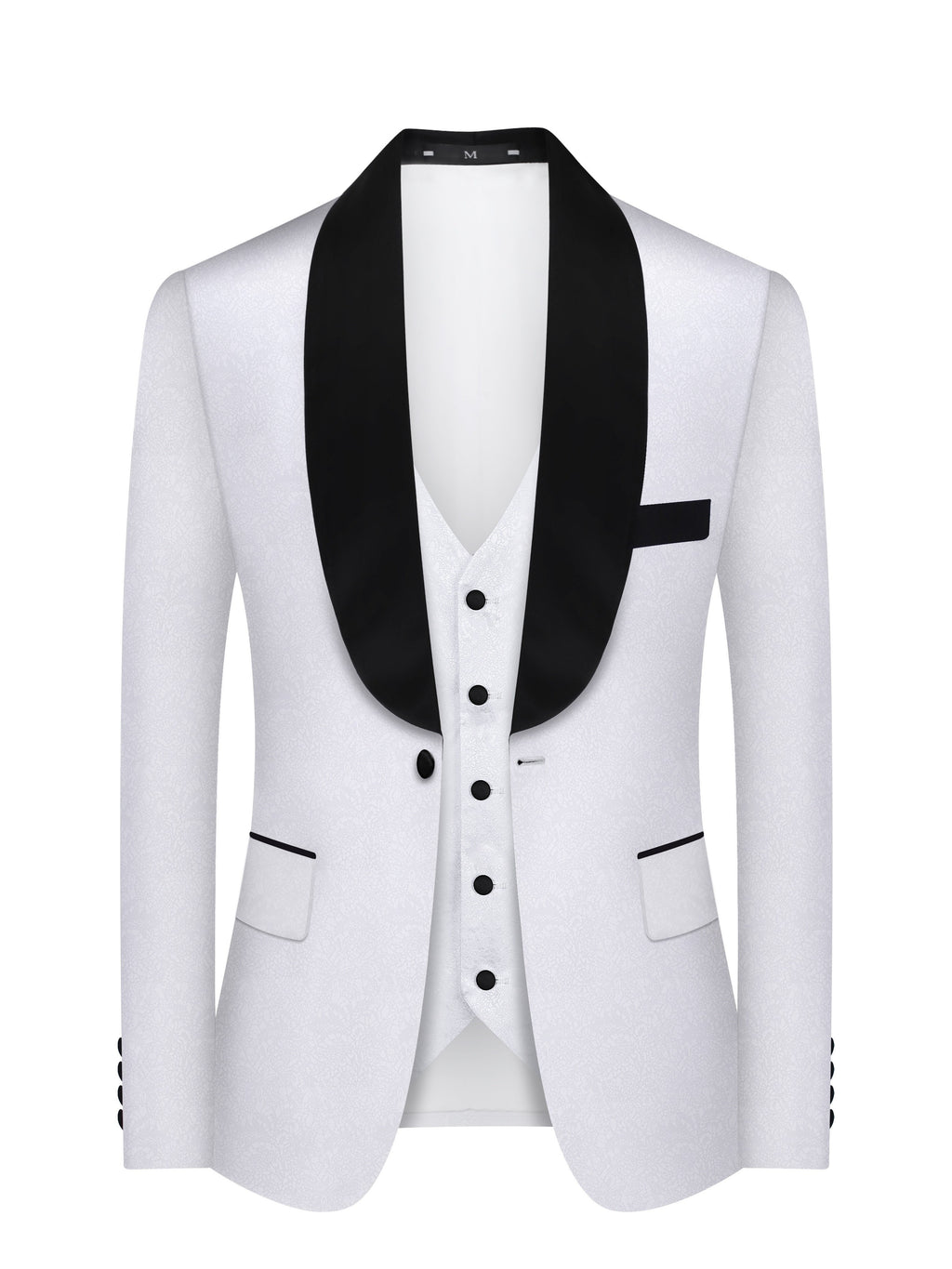 Men's Elegant 3pcs Suit Set with Paisley Pattern - Includes Blazer, Vest & Dress Pants for Weddings and Formal Events