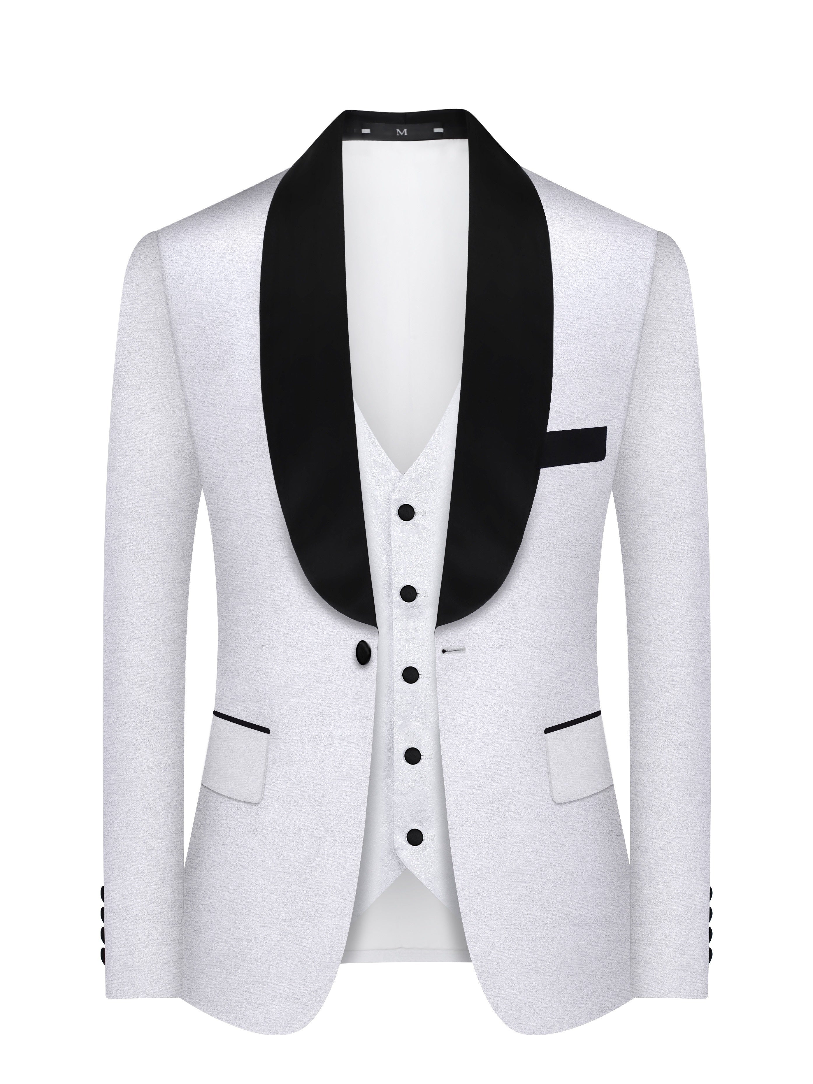 Men's Elegant 3pcs Suit Set with Paisley Pattern - Includes Blazer, Vest & Dress Pants for Weddings and Formal Events