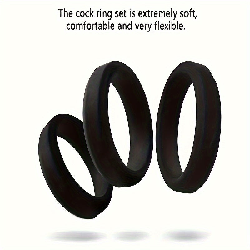 6pcs Set Men's Solid Colour Silicone Penis Rings, Elastic Comfy Erogenous Sexy Flirting Accessories For Men's Pleasure