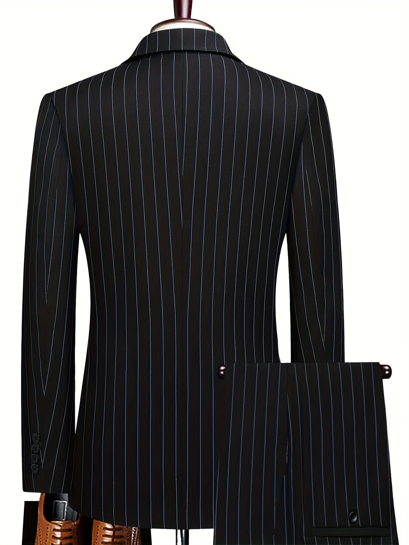 Men'S Striped Suit; Double-breasted Business Attire, Dress Suits for Men, Suits for Men Full Set, Suits for Men Slim Fit, Suit for Men, Business Suits for Men, Formal Wear, Office Attire, Tailored Fit, Classic Striped