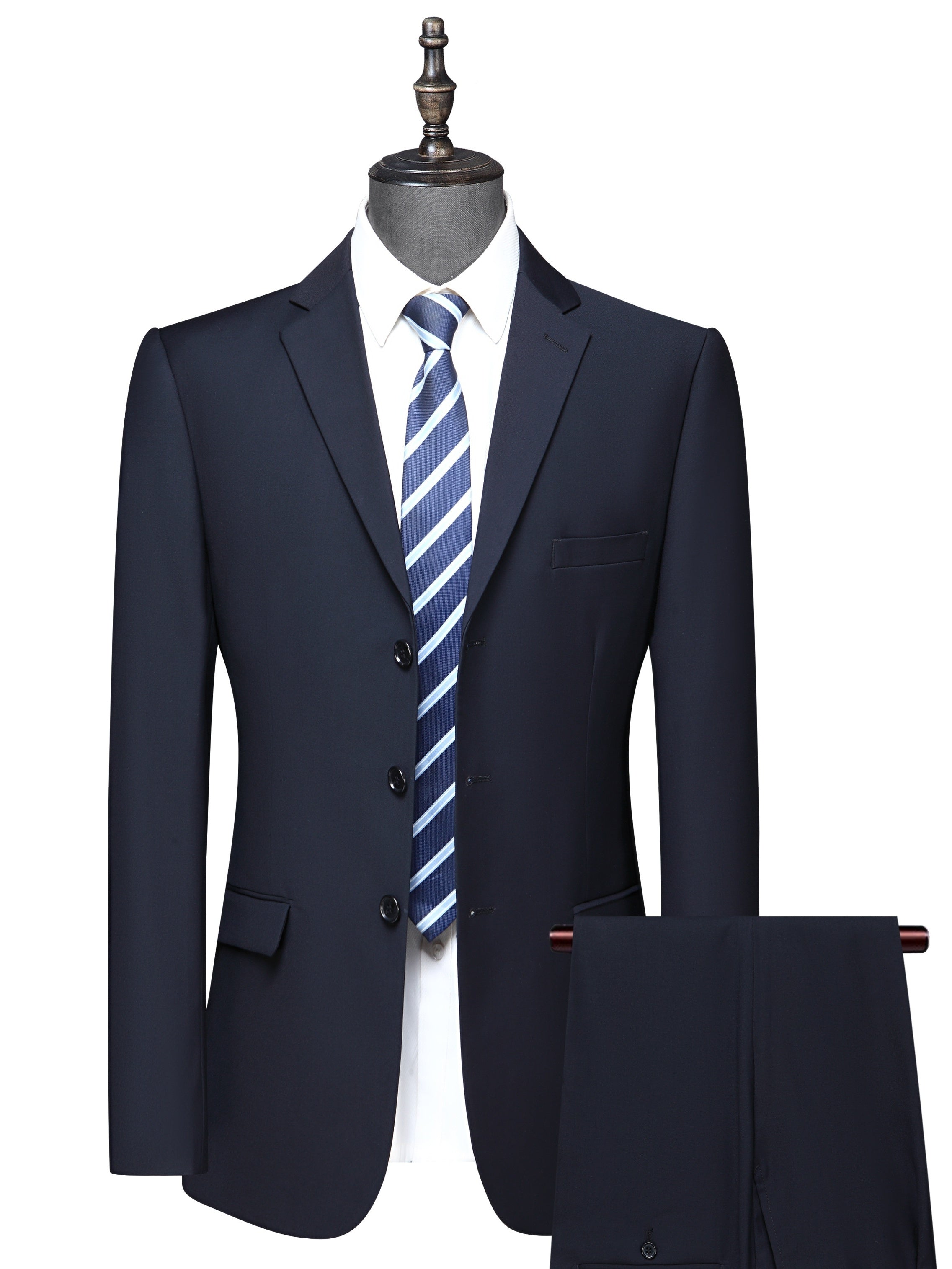 Formal 2 Pieces Set, Men's Three Button Suit Jacket & Dress Pants Suit Set For Business Dinner Wedding Party