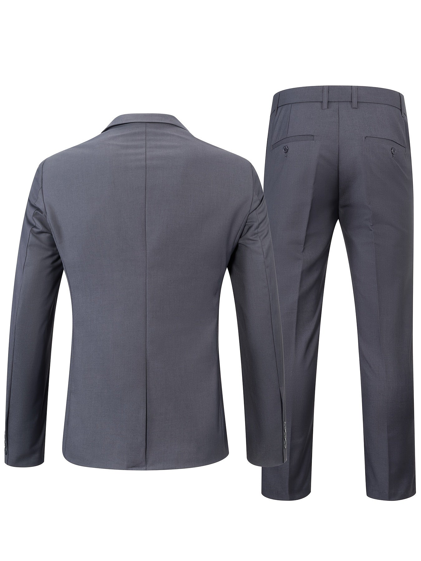 2-Piece Formal Suit Set - Classic Two-Button Jacket and Matching Dress Pants for Business, Dinner, Wedding, and Party Occasions