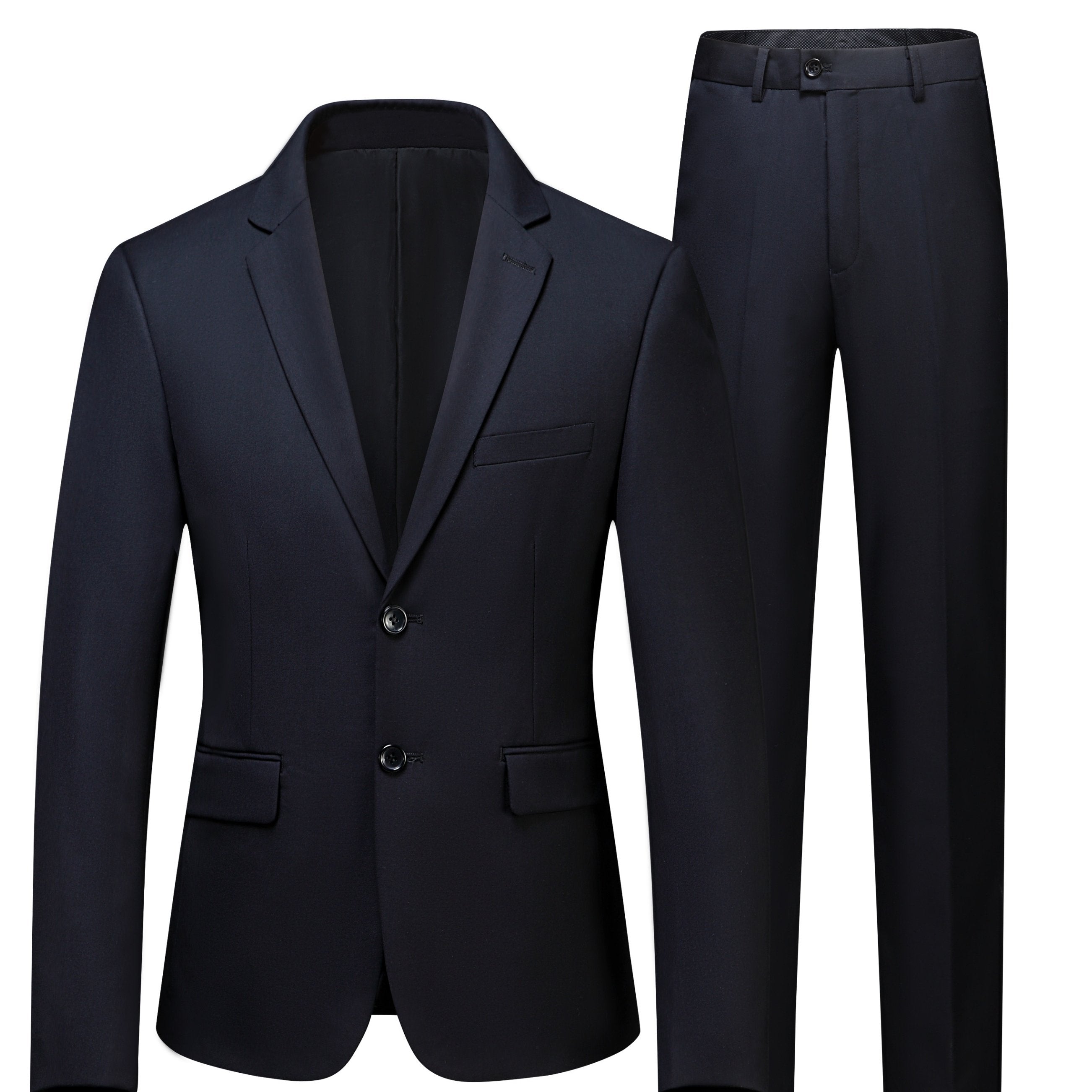 2-Piece Formal Suit Set - Classic Two-Button Jacket & Matching Dress Pants for Business, Wedding, Party - High-Quality Fabric, Adjustable Waist, Comfortable Fit, Versatile Style