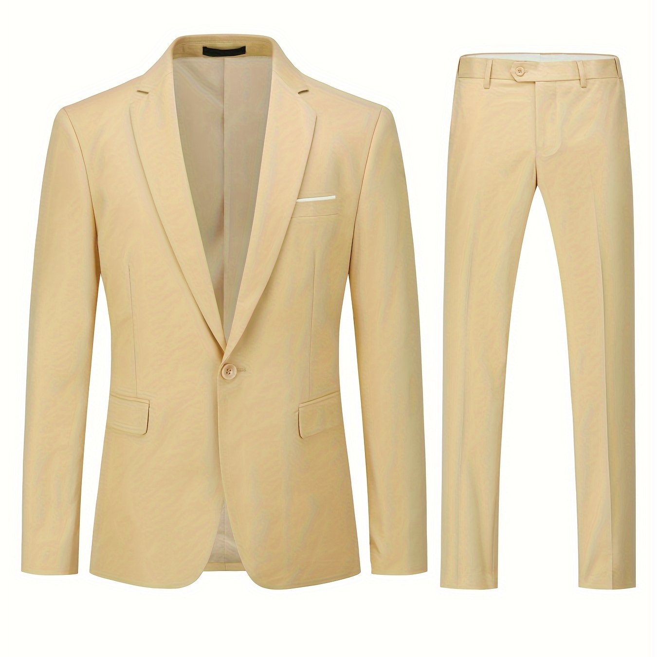 2-Piece Classic Retro Suit Set - One Button Single Breasted Jacket & Matching Dress Pants for Business, Wedding, Party, Formal Events - High-Quality Fabric, Adjustable Waistband, Classic Fit, Stylish Design