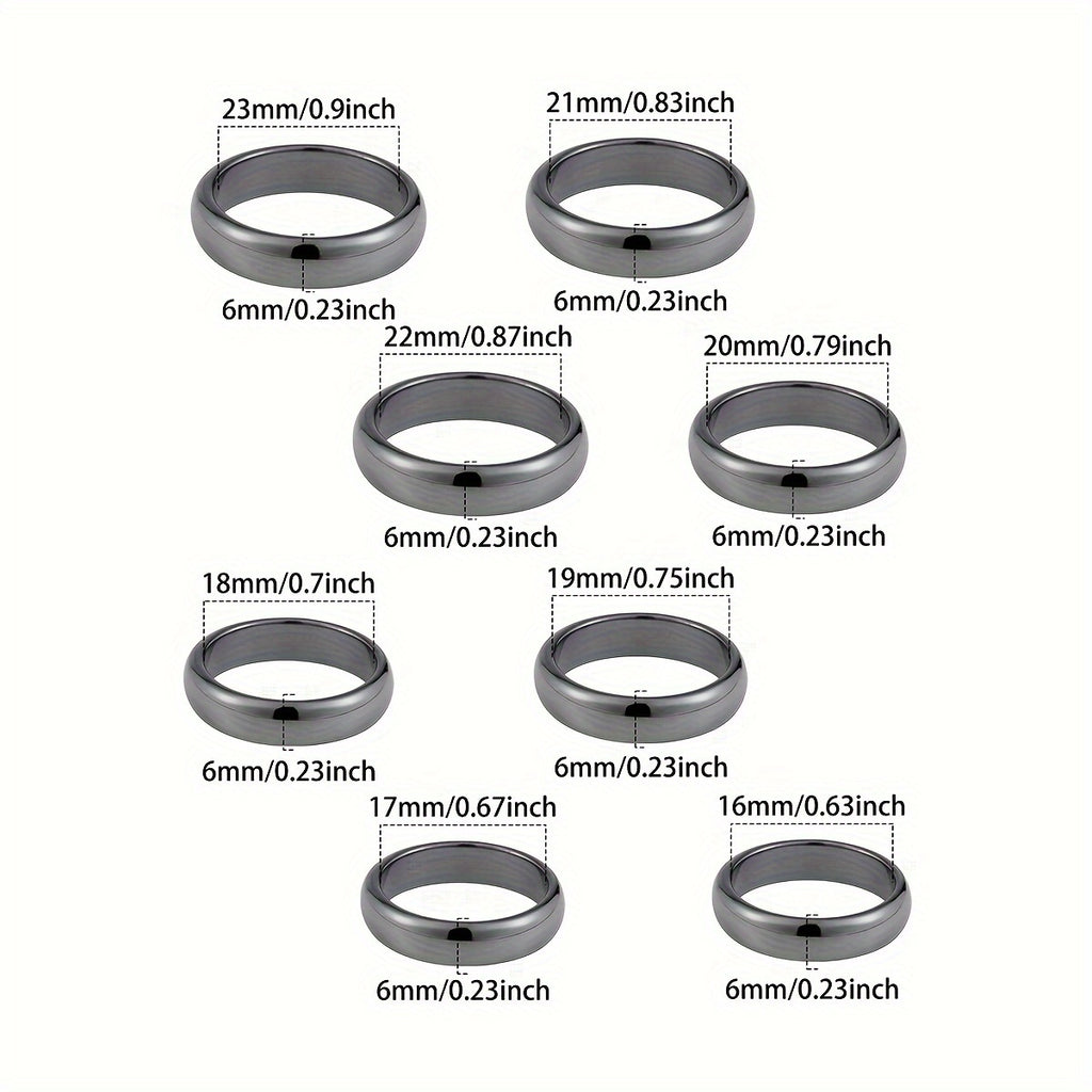 2pcs Men's Hematite Rings Set of 2, Black Hematite Band for Daily Wear, Anniversary Gift, Banquet Party, Birthday