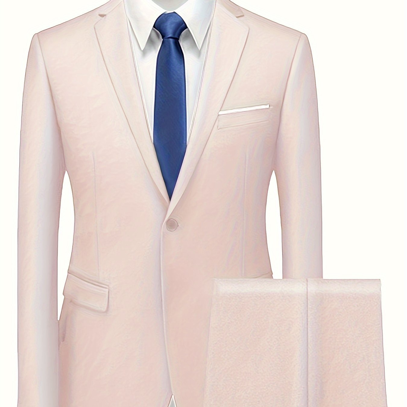 2 Pieces Men's Formal Suit Set - One Button Jacket & Dress Pants for Business, Dinner, Wedding, Party Occasions