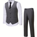 2 Pieces Formal Suit Set - Stylish Striped Pattern, Classic Single Breasted Design, Includes Vest and Dress Pants - Perfect for Business, Dinner, Wedding Party, Exclusively for Men