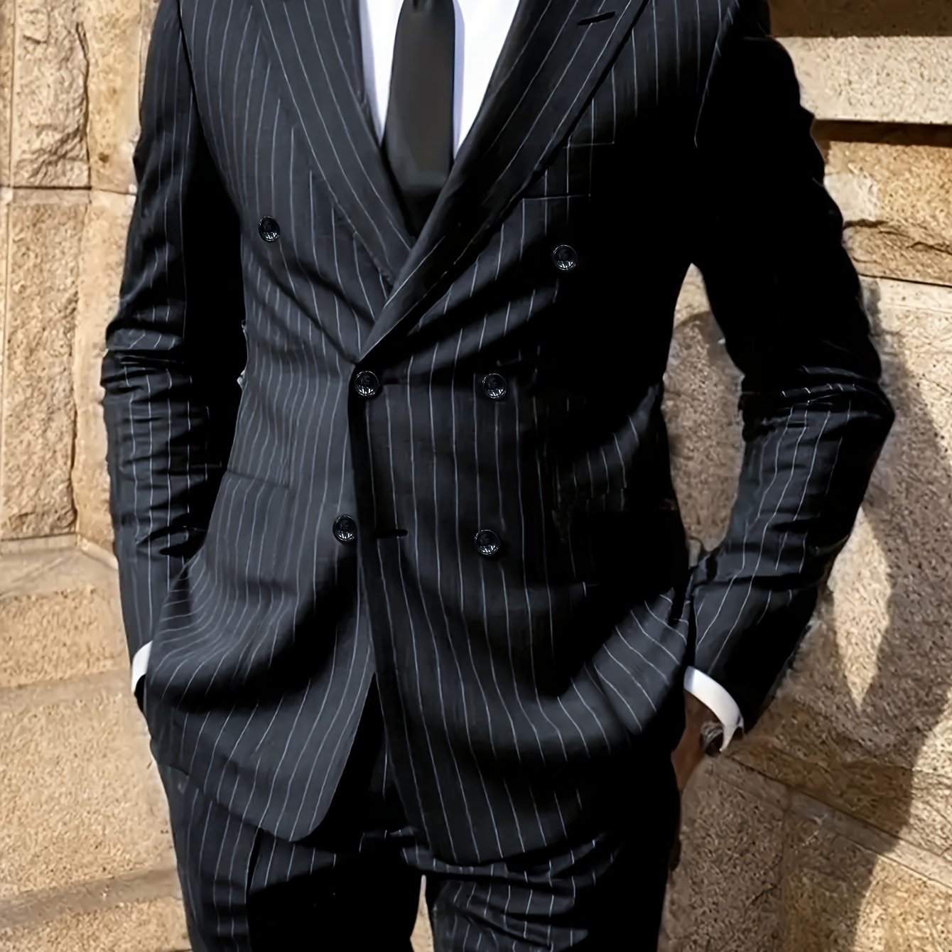 Men'S Striped Suit; Double-breasted Business Attire, Dress Suits for Men, Suits for Men Full Set, Suits for Men Slim Fit, Suit for Men, Business Suits for Men, Formal Wear, Office Attire, Tailored Fit, Classic Striped