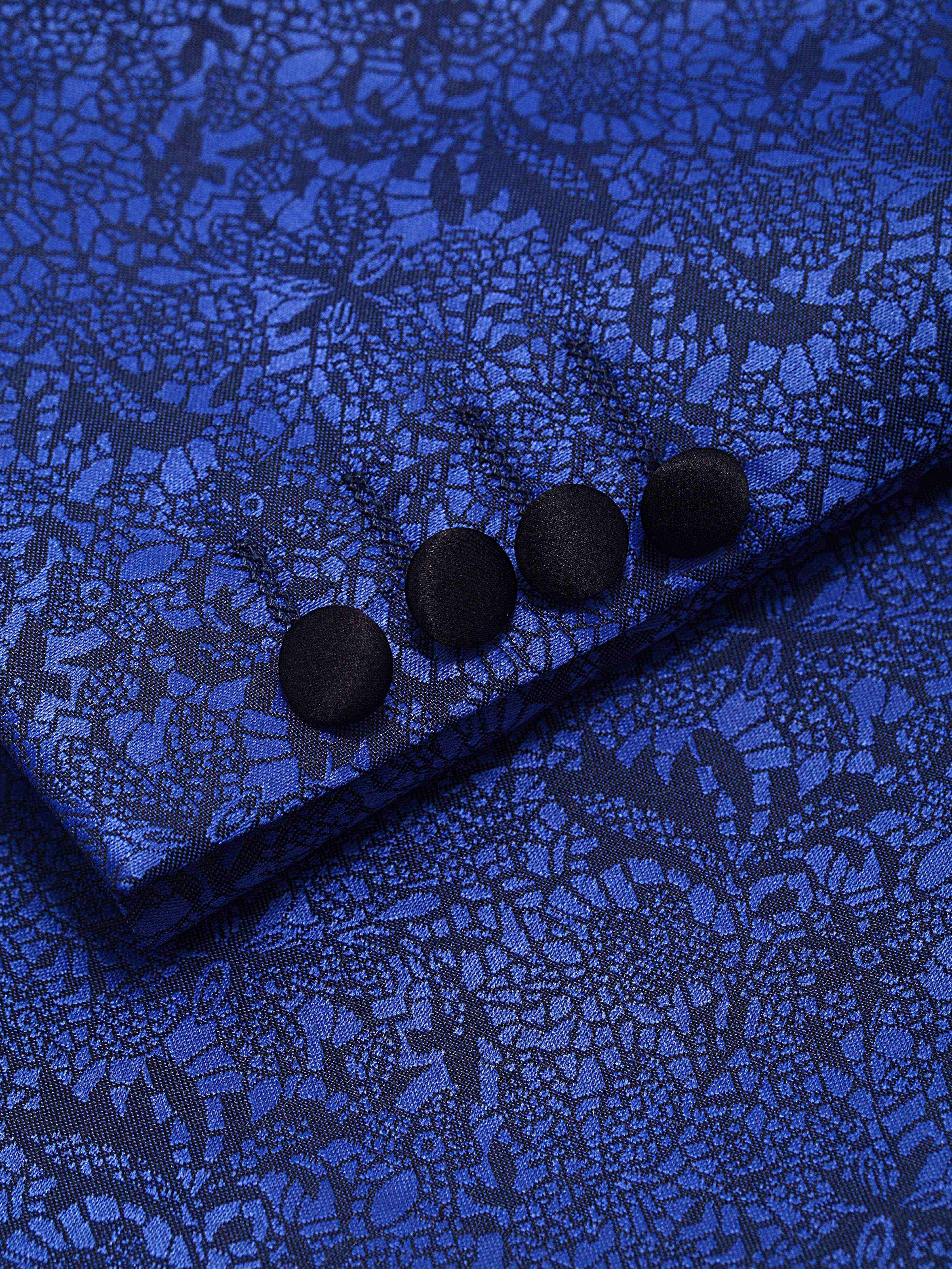 Men's Elegant 3pcs Suit Set with Paisley Pattern - Includes Blazer, Vest & Dress Pants for Weddings and Formal Events