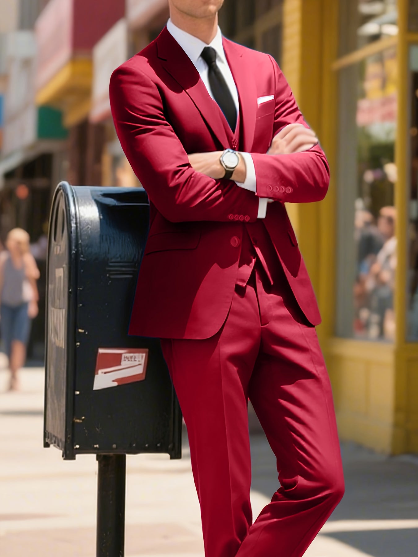 Lynerun Men'S Suits 3pcs Solid Jacket Vest And Pants Slim Fit Suit Set Two Buttons Business Men Suits Suitable For Wedding Dress Tux Suit Set Ceremony XS-3XL