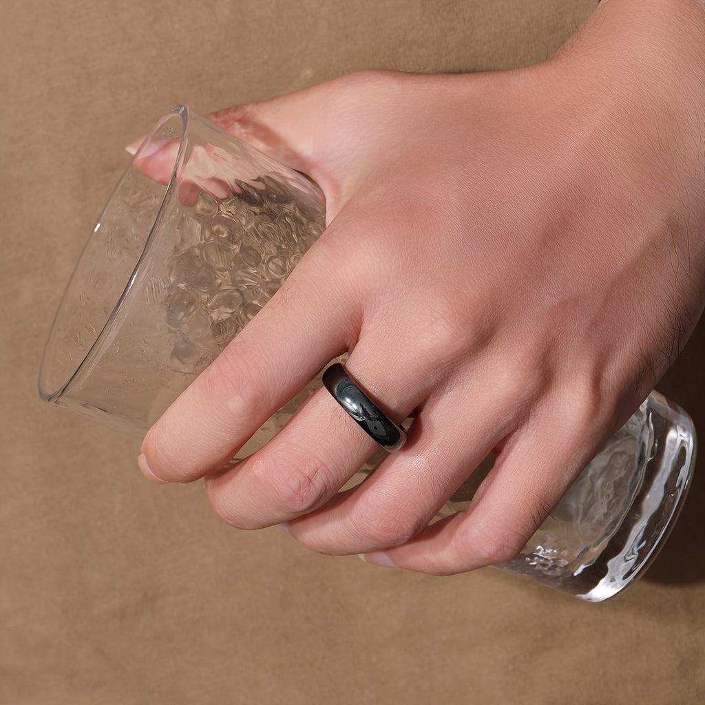 2pcs Men's Hematite Rings Set of 2, Black Hematite Band for Daily Wear, Anniversary Gift, Banquet Party, Birthday