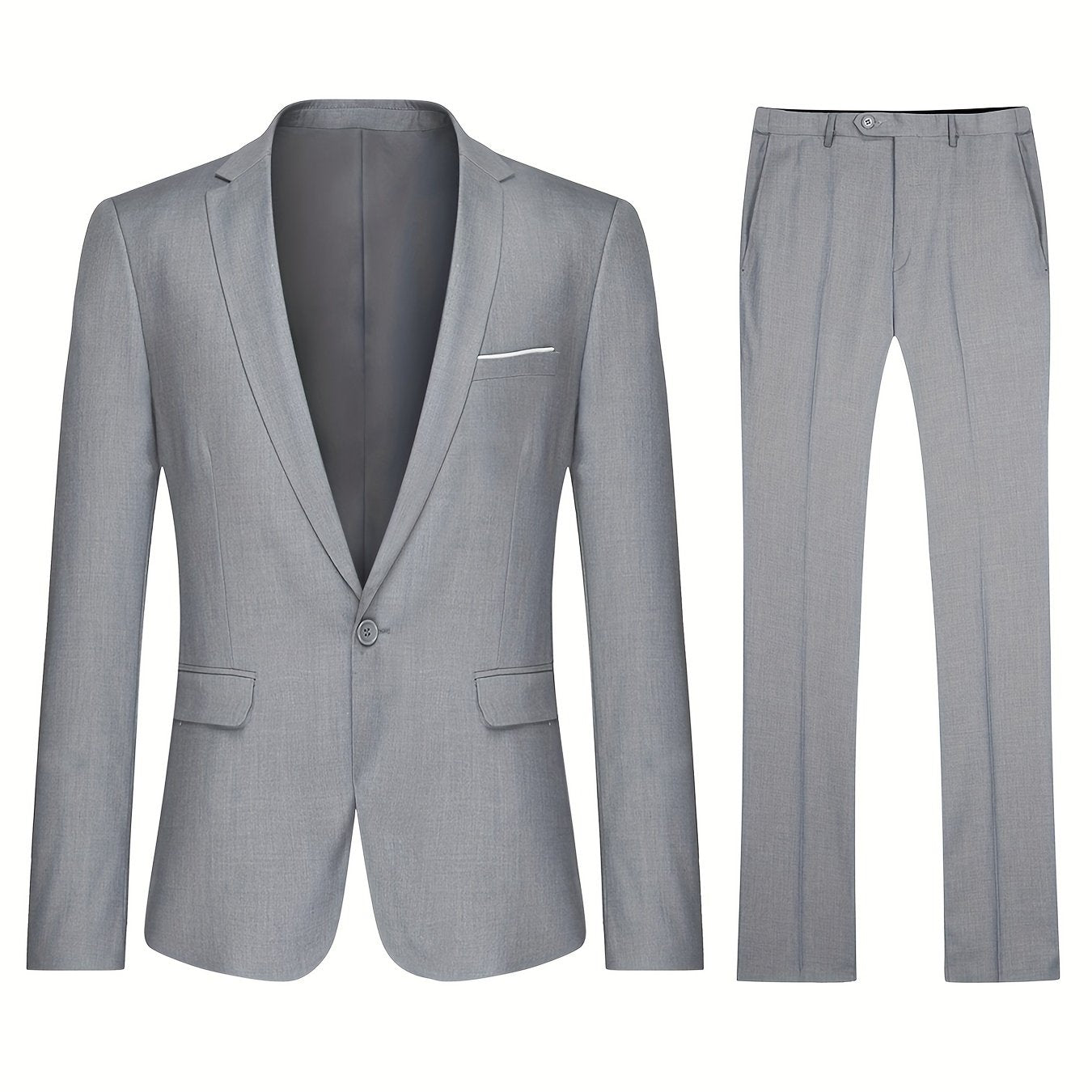 2-Piece Classic Retro Suit Set - One Button Single Breasted Jacket & Matching Dress Pants for Business, Wedding, Party, Formal Events - High-Quality Fabric, Adjustable Waistband, Classic Fit, Stylish Design