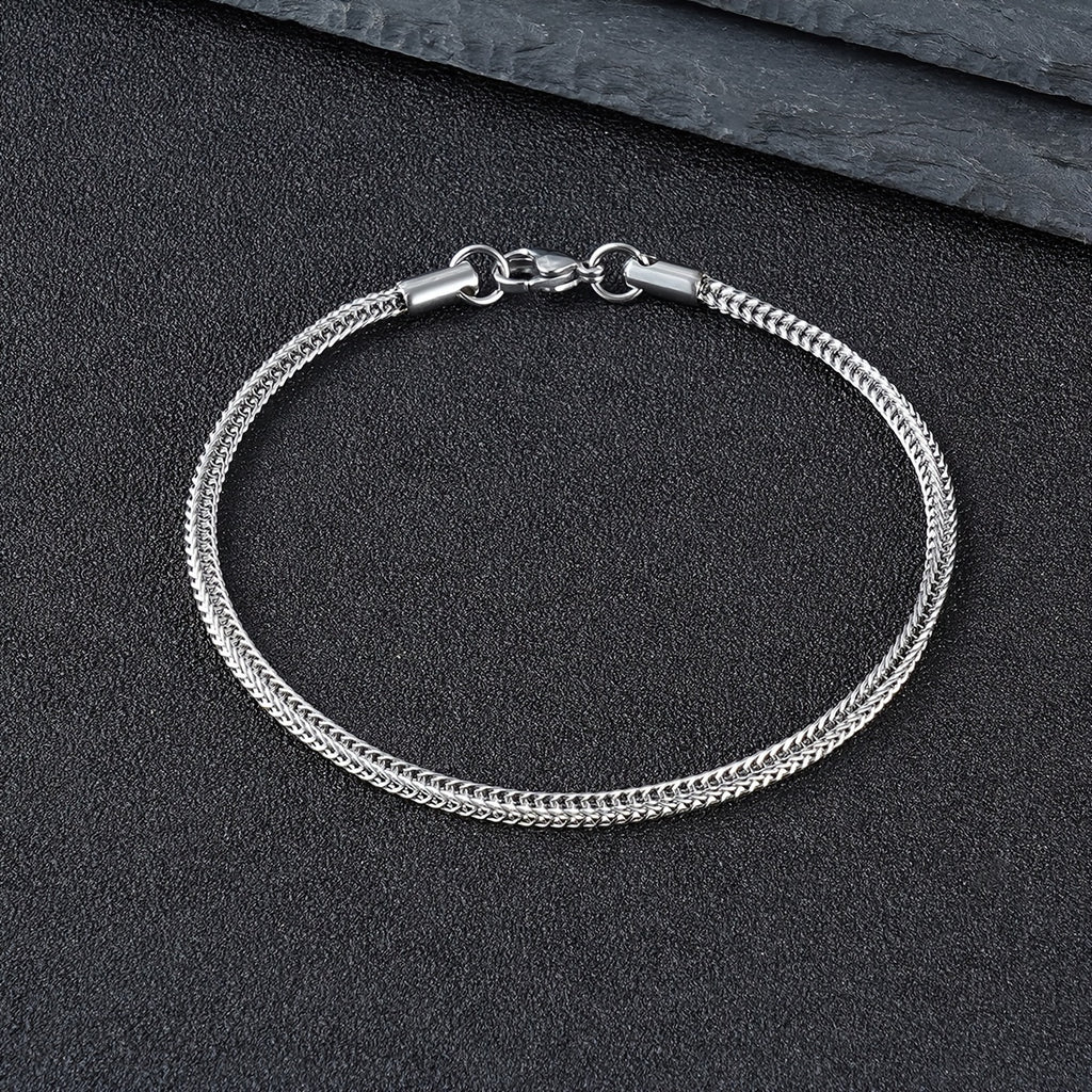 Stainless Steel Fox Tail Thin Bracelet - Durable, Ultra-Slim, and Elegant Design for Men - Perfect for Daily Commute and Casual Occasions