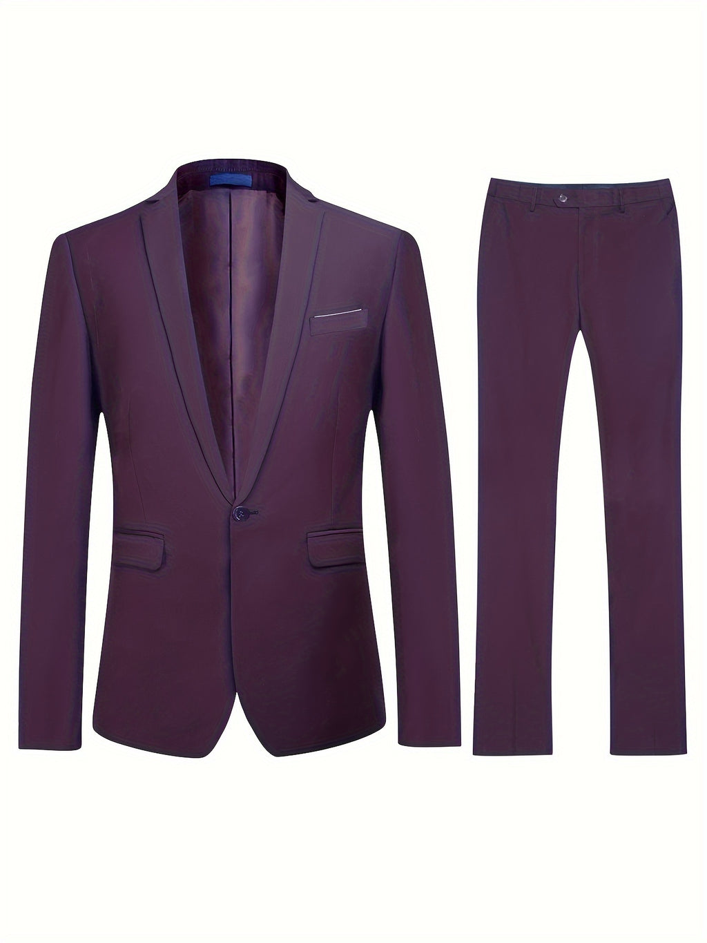 2-Piece Classic Retro Suit Set - One Button Single Breasted Jacket & Matching Dress Pants for Business, Wedding, Party, Formal Events - High-Quality Fabric, Adjustable Waistband, Classic Fit, Stylish Design