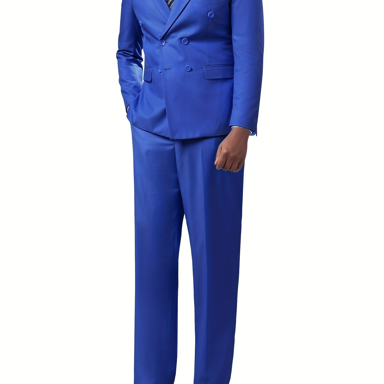 2-Piece Formal Suit Set - Double Breasted Jacket & Matching Dress Pants for Business, Wedding, Party - Classic, Elegant, and Timeless