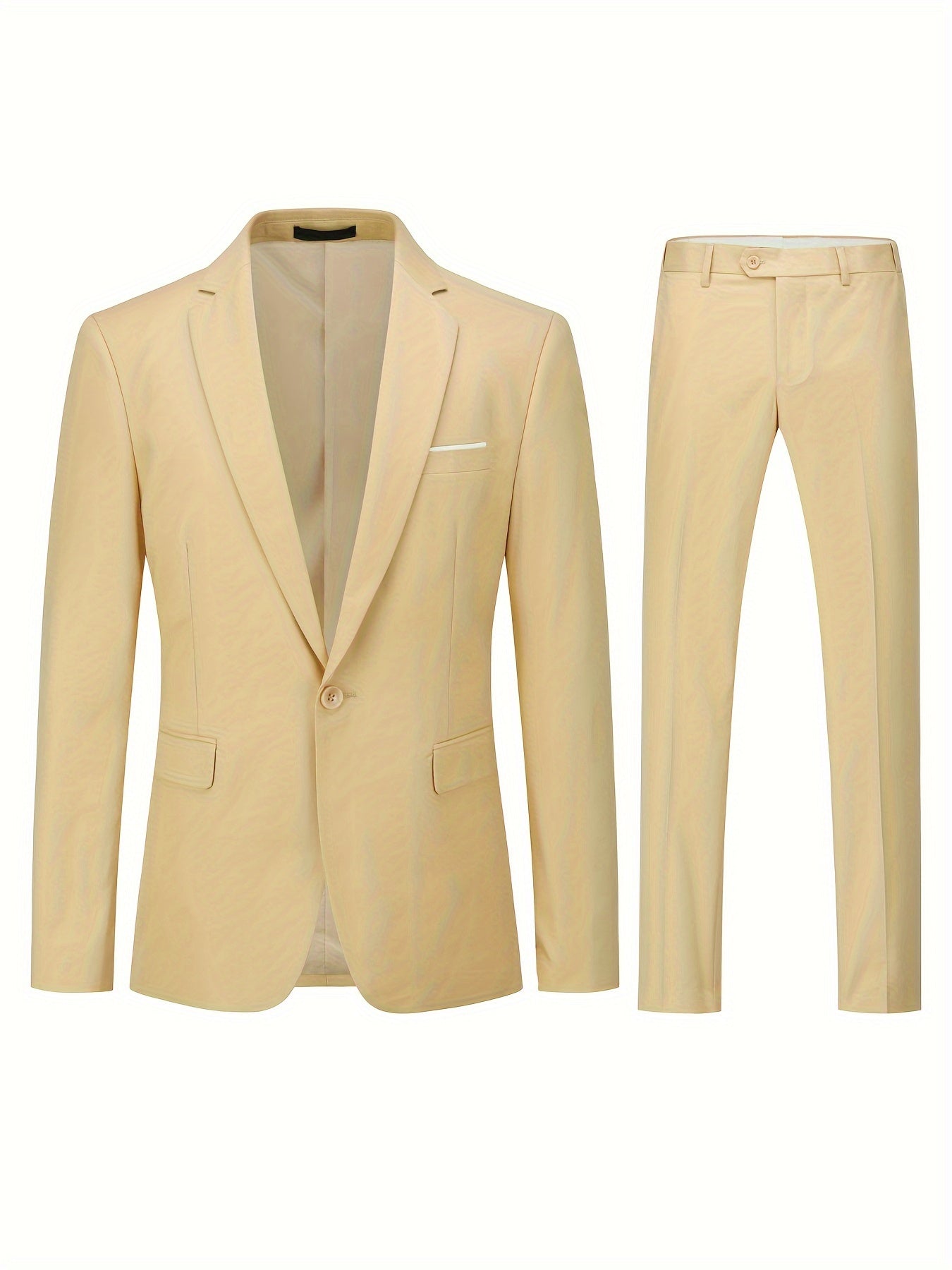 2-Piece Classic Retro Suit Set - One Button Single Breasted Jacket & Matching Dress Pants for Business, Wedding, Party, Formal Events - High-Quality Fabric, Adjustable Waistband, Classic Fit, Stylish Design