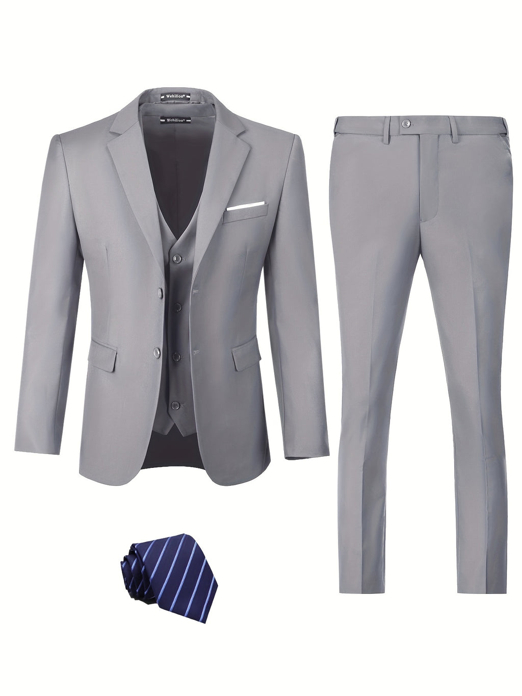 Lycody Men'S Suits 3pcs Light Gray Blazer Jacket Vest Pant Slim Fit Suit Set Two Buttons Business Men Suits Suitable For Wedding Dress Tux Suit Set Ceremony XS-3XL