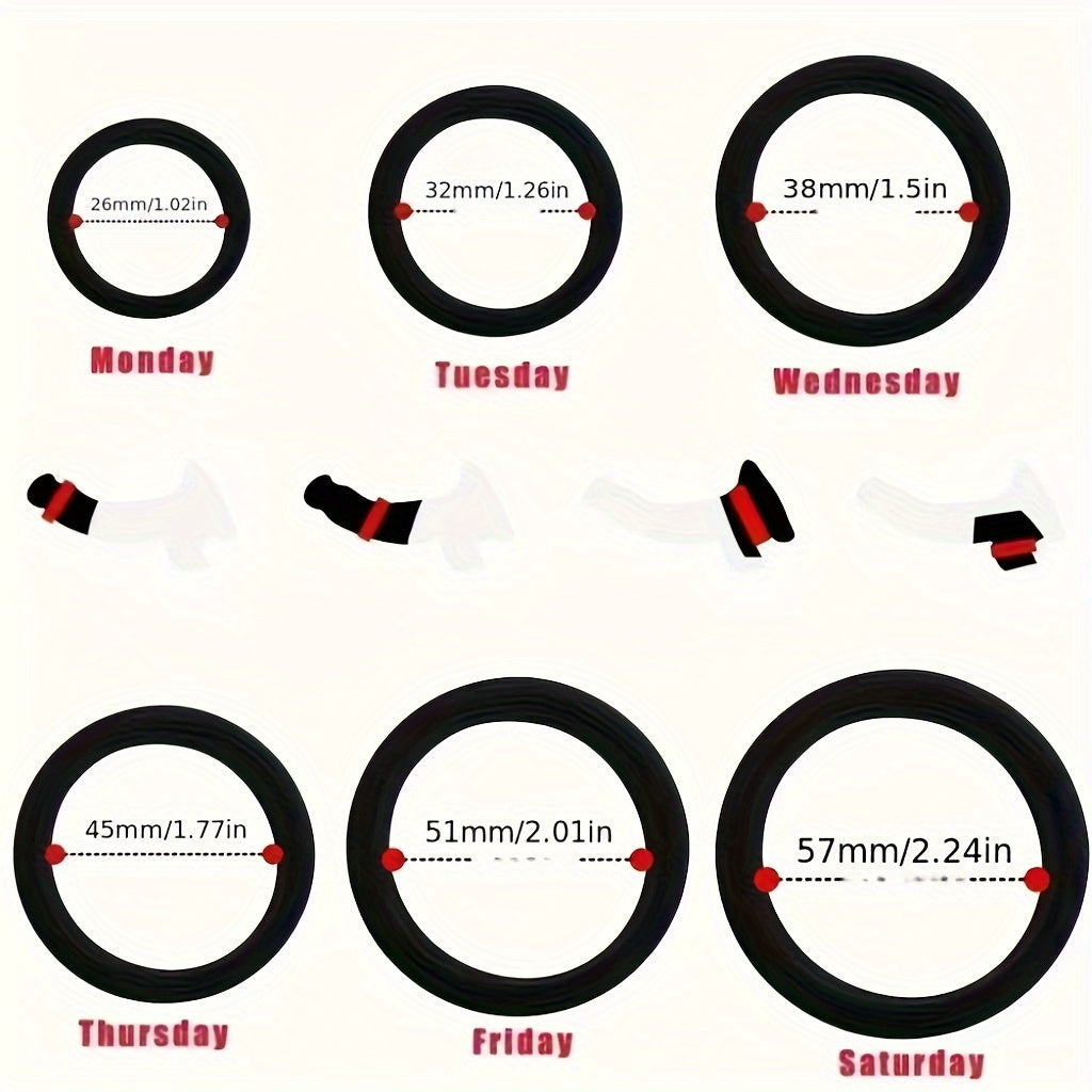 6pcs Set Men's Solid Colour Silicone Penis Rings, Elastic Comfy Erogenous Sexy Flirting Accessories For Men's Pleasure