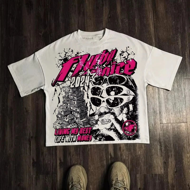 Graphic T-shirt Men Women Vintage Top Hip Hop Streetwear Oversized Tshirt Short Sleeve Casual Clothing Summer Fashion Trendy Tee