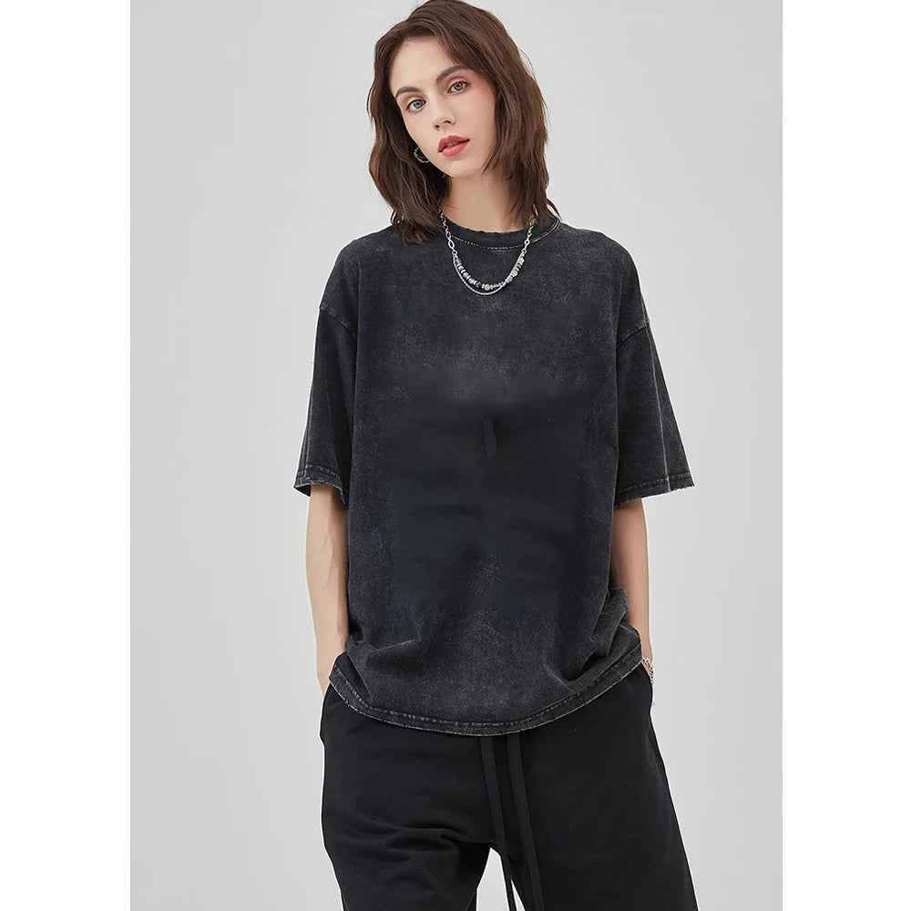 Anime Men's T Shirts Gothic Printed T-Shirt Hip Hop Streetwear Punk Summer Vintage Washed Oversized Tops Men Clothing