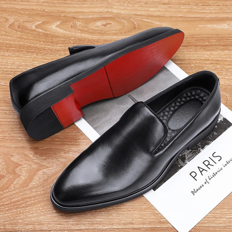 Red Sole Dress Shoes for Men Business Office Men Loafers Male Flats Driving Shoes Casual Moccasin Slip-On Wedding Leather Shoes