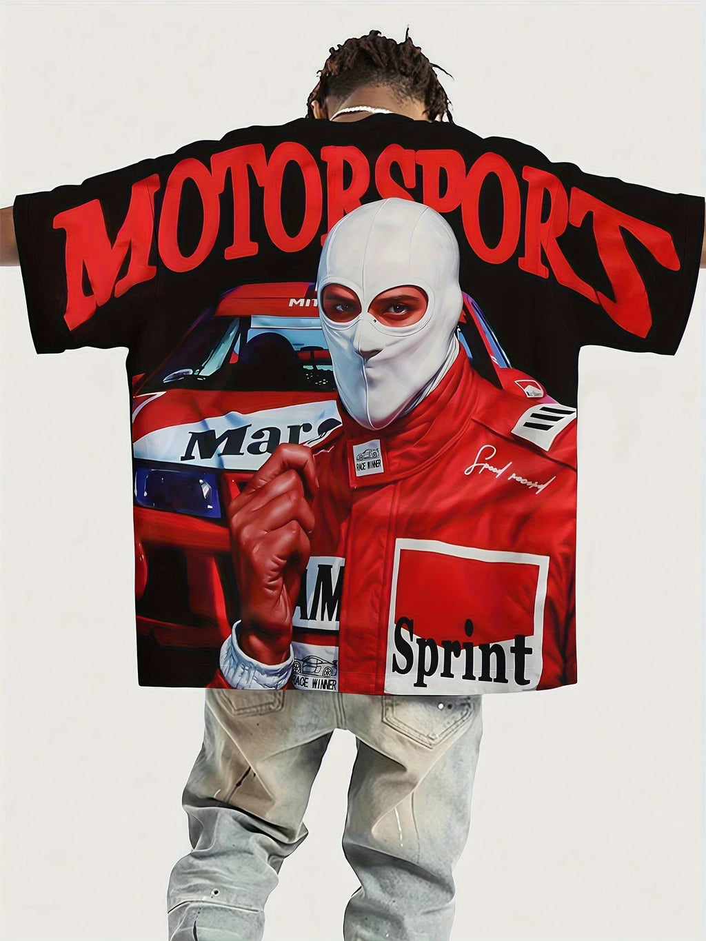 Men's Motorsport Racing T-Shirt Lightweight Breathable Tee Black with Red Racing Suit Graphic Casual Streetwear for Racing Event