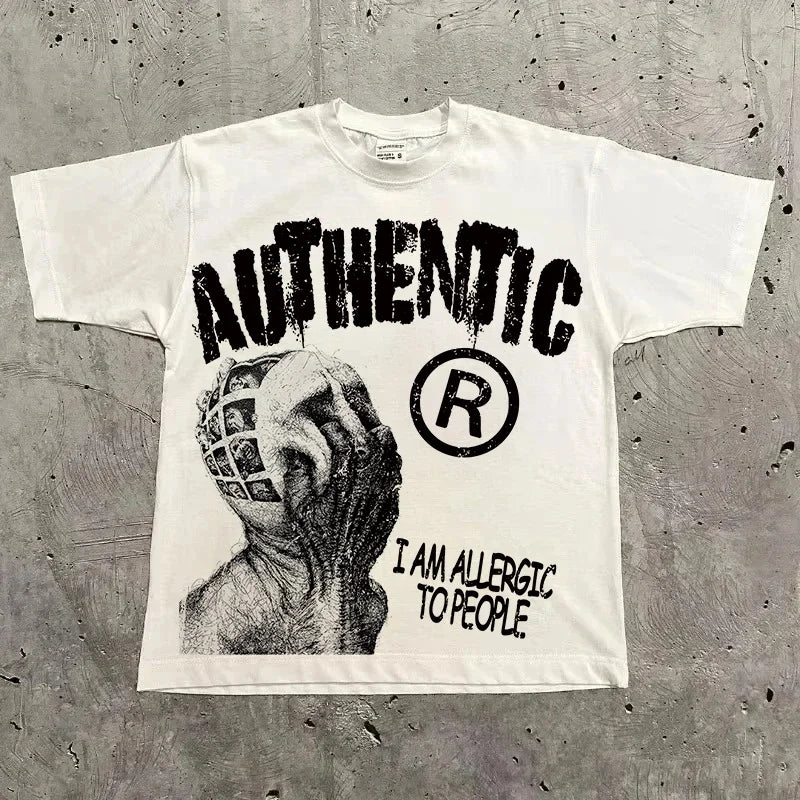 Graphic T-shirt Men Women Vintage Top Hip Hop Streetwear Oversized Tshirt Short Sleeve Casual Clothing Summer Fashion Trendy Tee