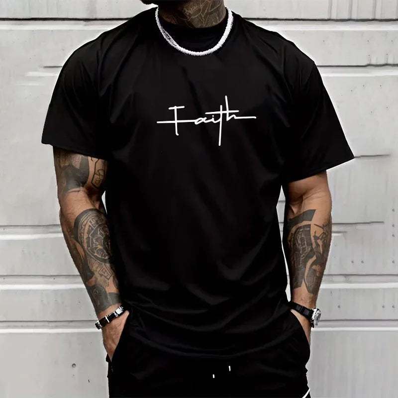 Mens T-shirt Print Casual Short Sleeve Outdoors SportsJogging Loose Tees Daily Lightweight Thin Cotton T-shirt Summer Streetwear