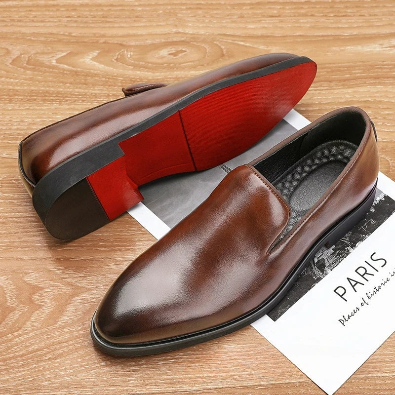 Red Sole Dress Shoes for Men Business Office Men Loafers Male Flats Driving Shoes Casual Moccasin Slip-On Wedding Leather Shoes